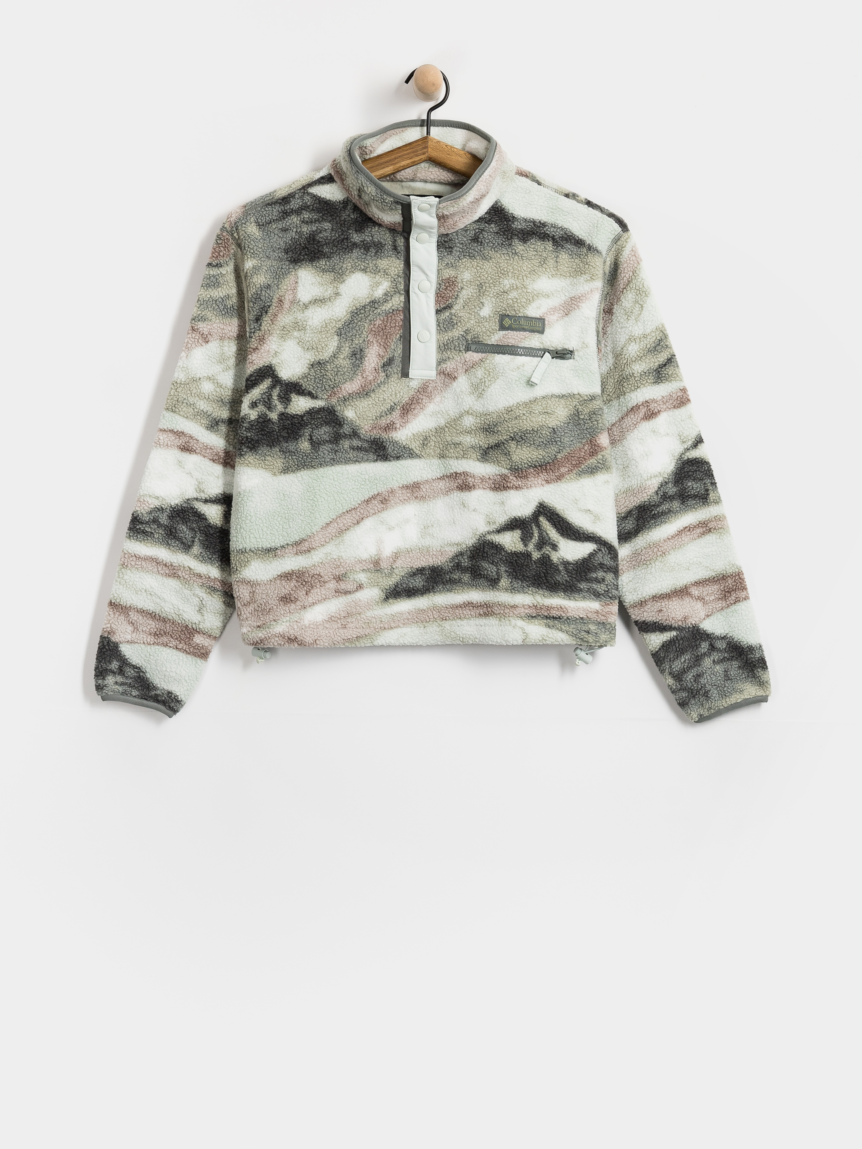 Hanorac din fleece Columbia Helvetia II Printed Cropped Half Snap Wmn (sedona sage/summits)