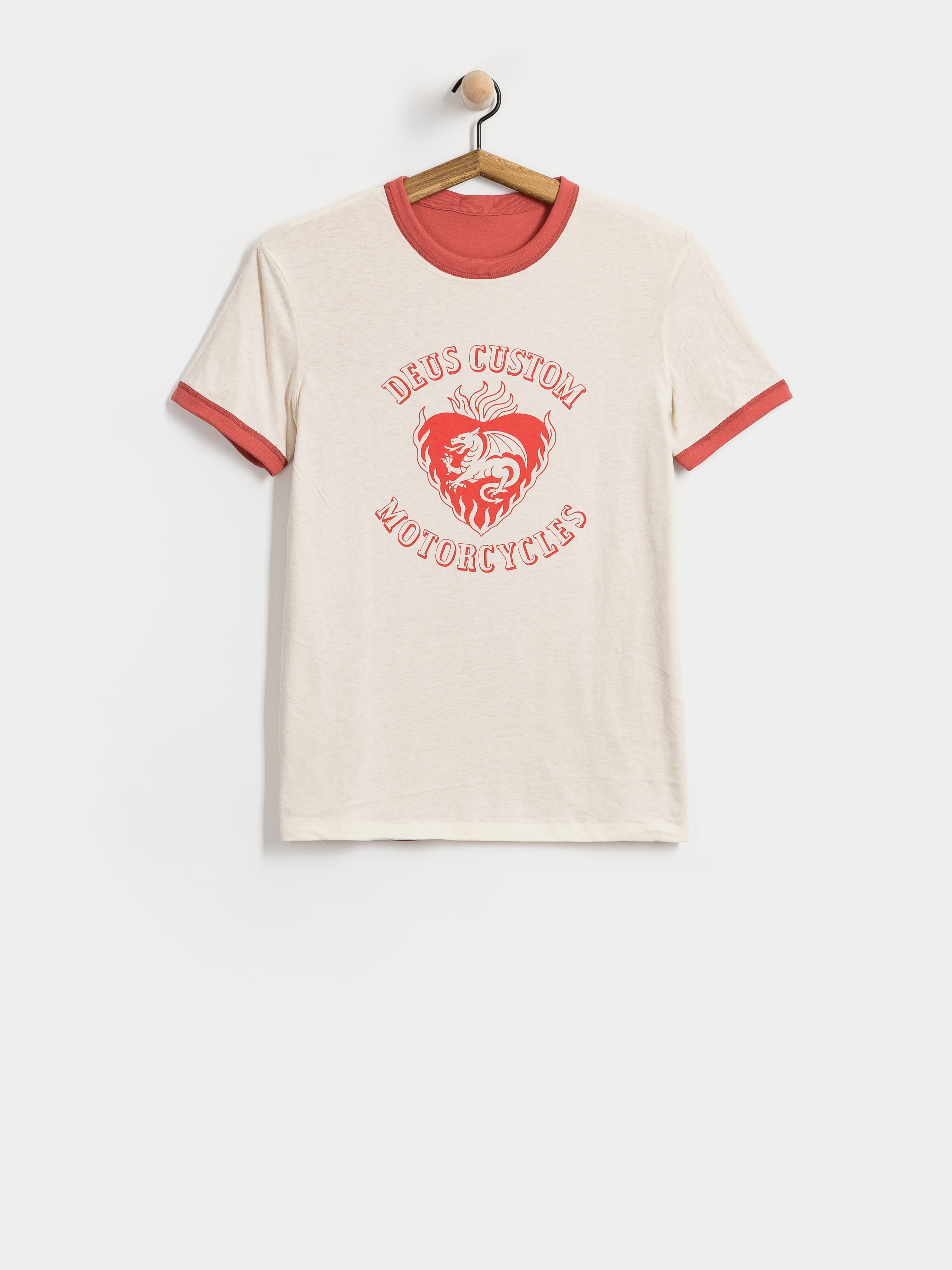 Tricou Deus Ex Machina Two Minds Ringer (dirty white/red apple)