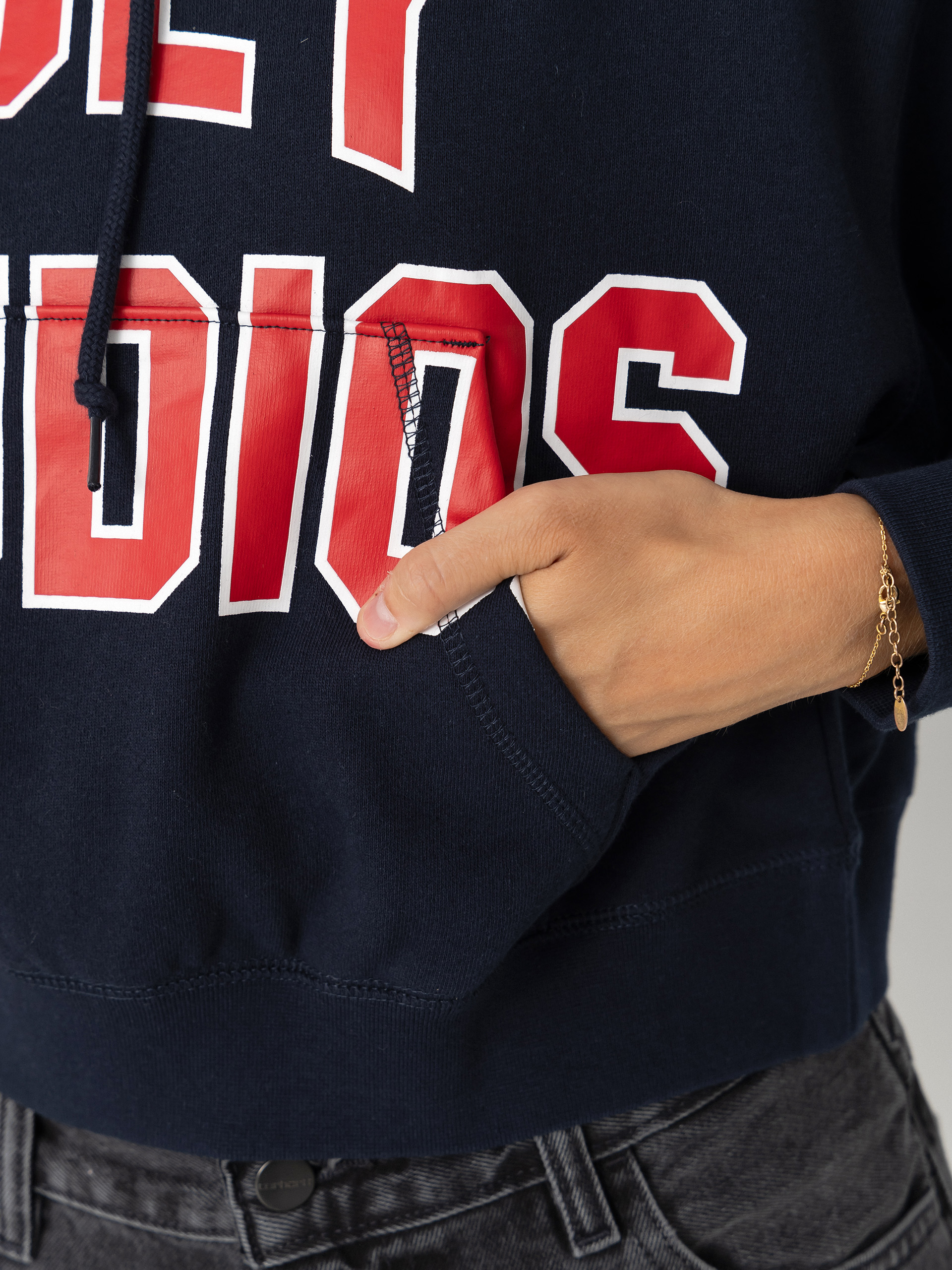 Hanorac cu glugă OBEY Studios Collegiate HD Wmn (dark navy)