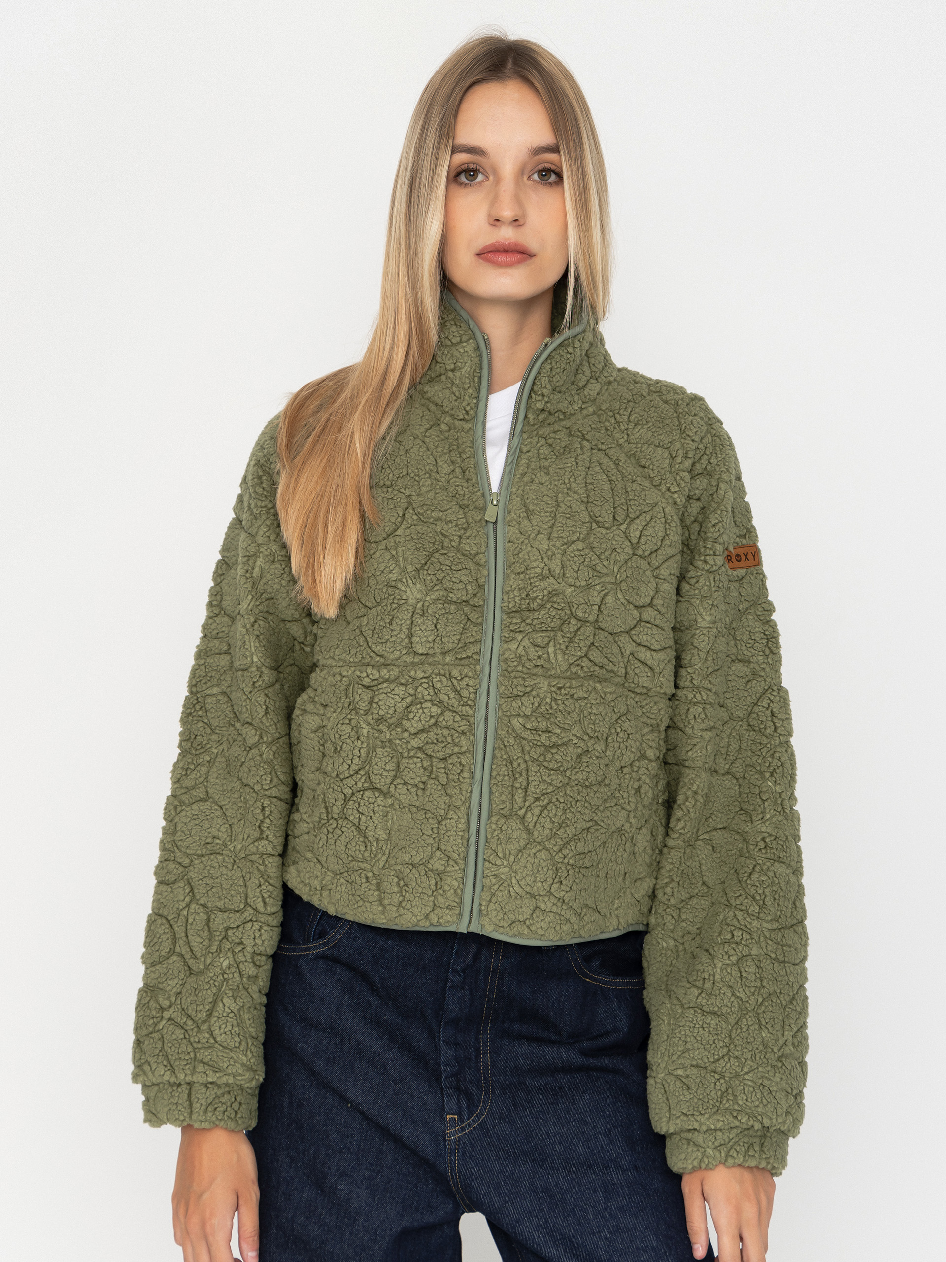 Hanorac din fleece Roxy Blurry Cloud Wmn (oil green outline mo)