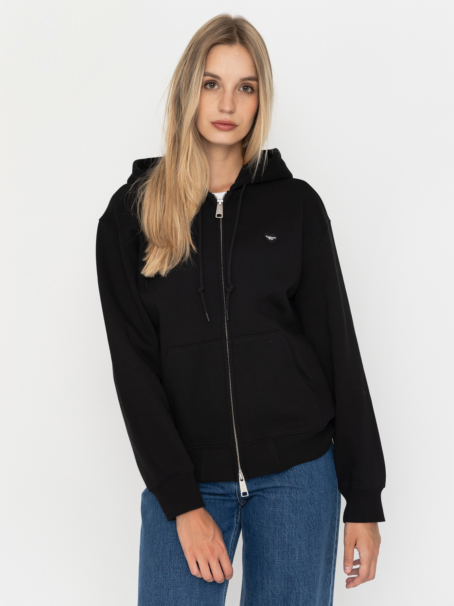 Hanorac cu glugu0103 Carhartt WIP Small Heart Patch ZHD Wmn (black/black)