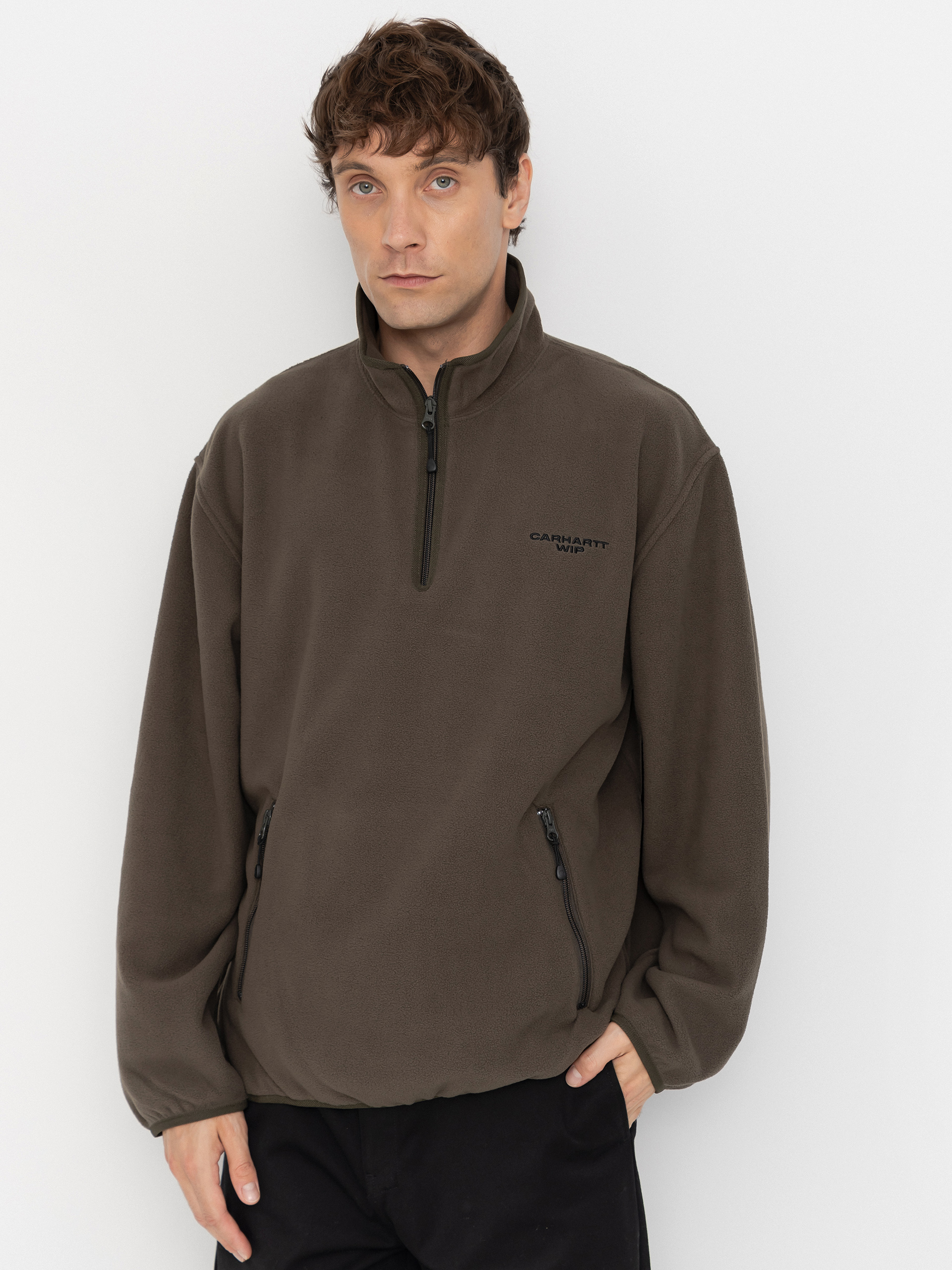 Hanorac din fleece Carhartt WIP Edmore Half Zip (cypress/black)