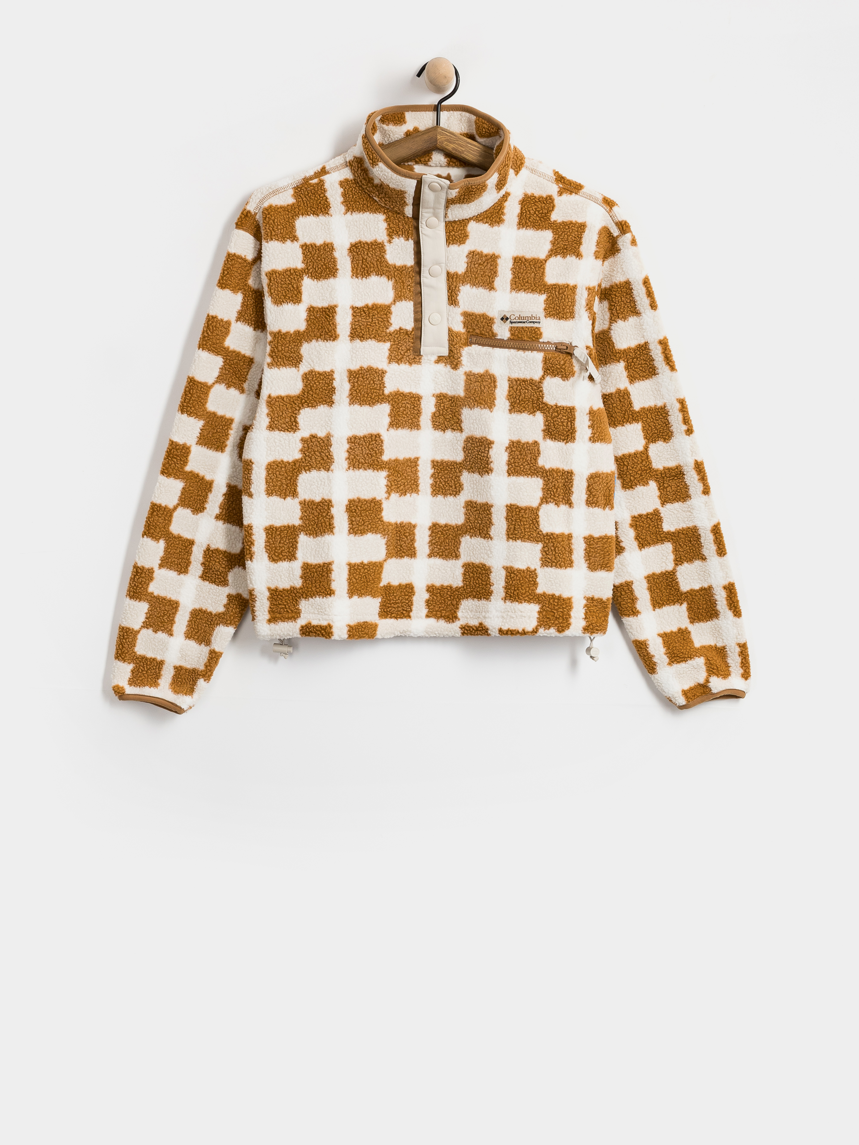 Hanorac din fleece Columbia Helvetia II Printed Cropped Half Snap Wmn (camel brown/geostack)