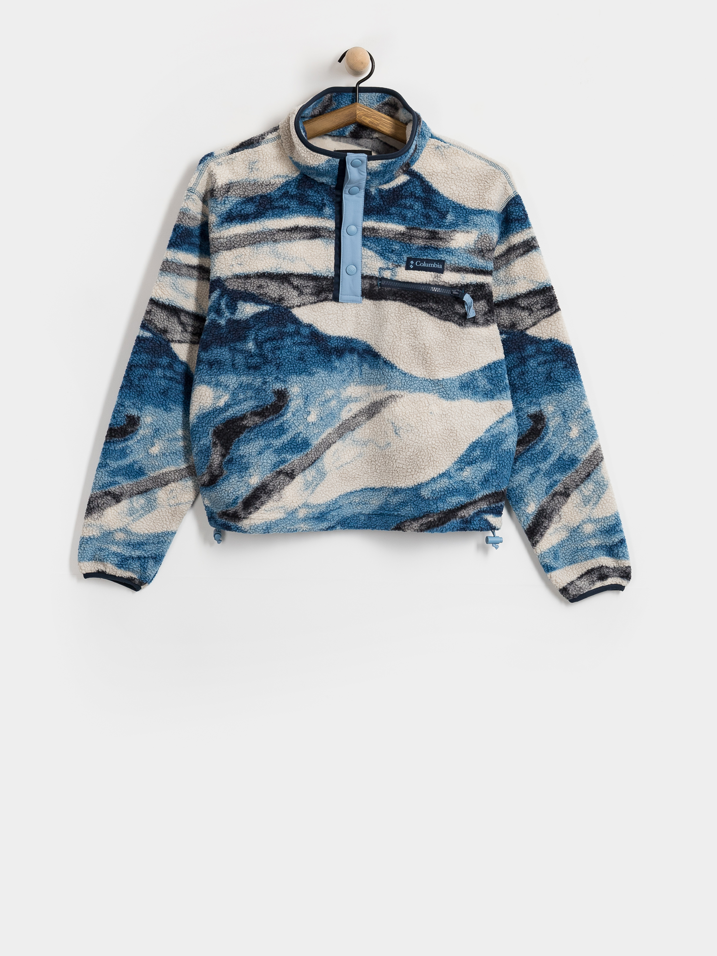 Hanorac din fleece Columbia Helvetia II Printed Cropped Half Snap Wmn (phoenix blue/summits)