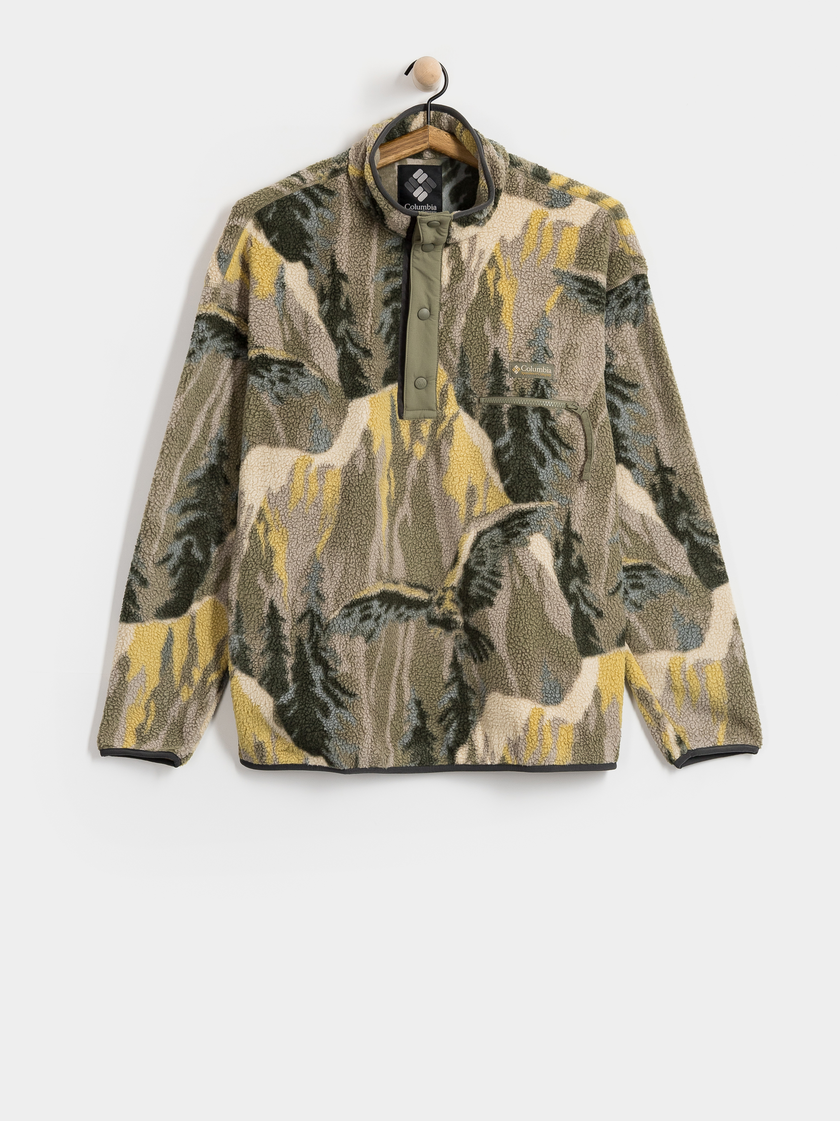 Hanorac din fleece Columbia Helvetia II Printed Half Snap (stone green soa)