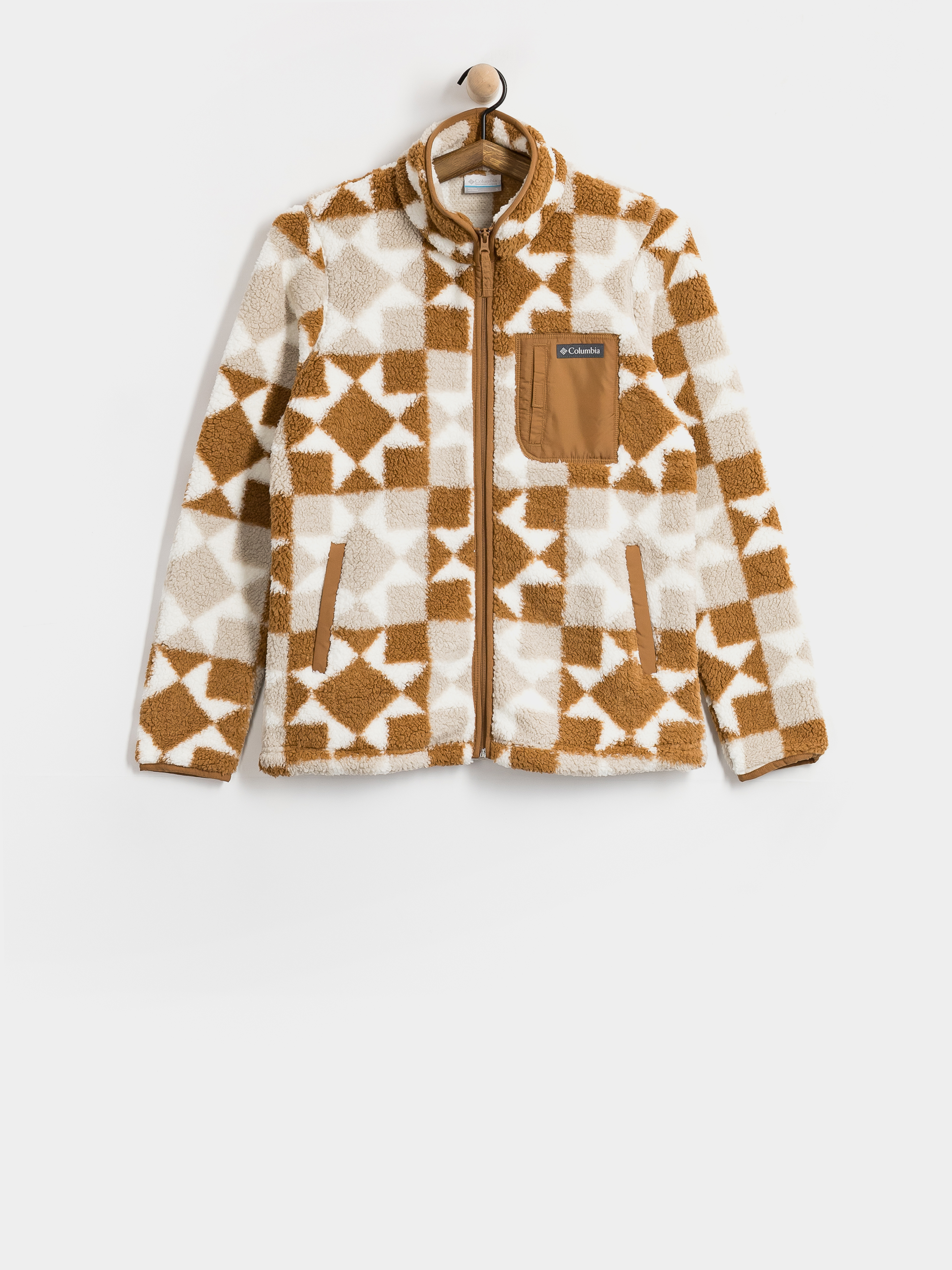 Pentru femei Hanorac din fleece Columbia West Bend Print Full Zip II (camel brown/cozy quilt)