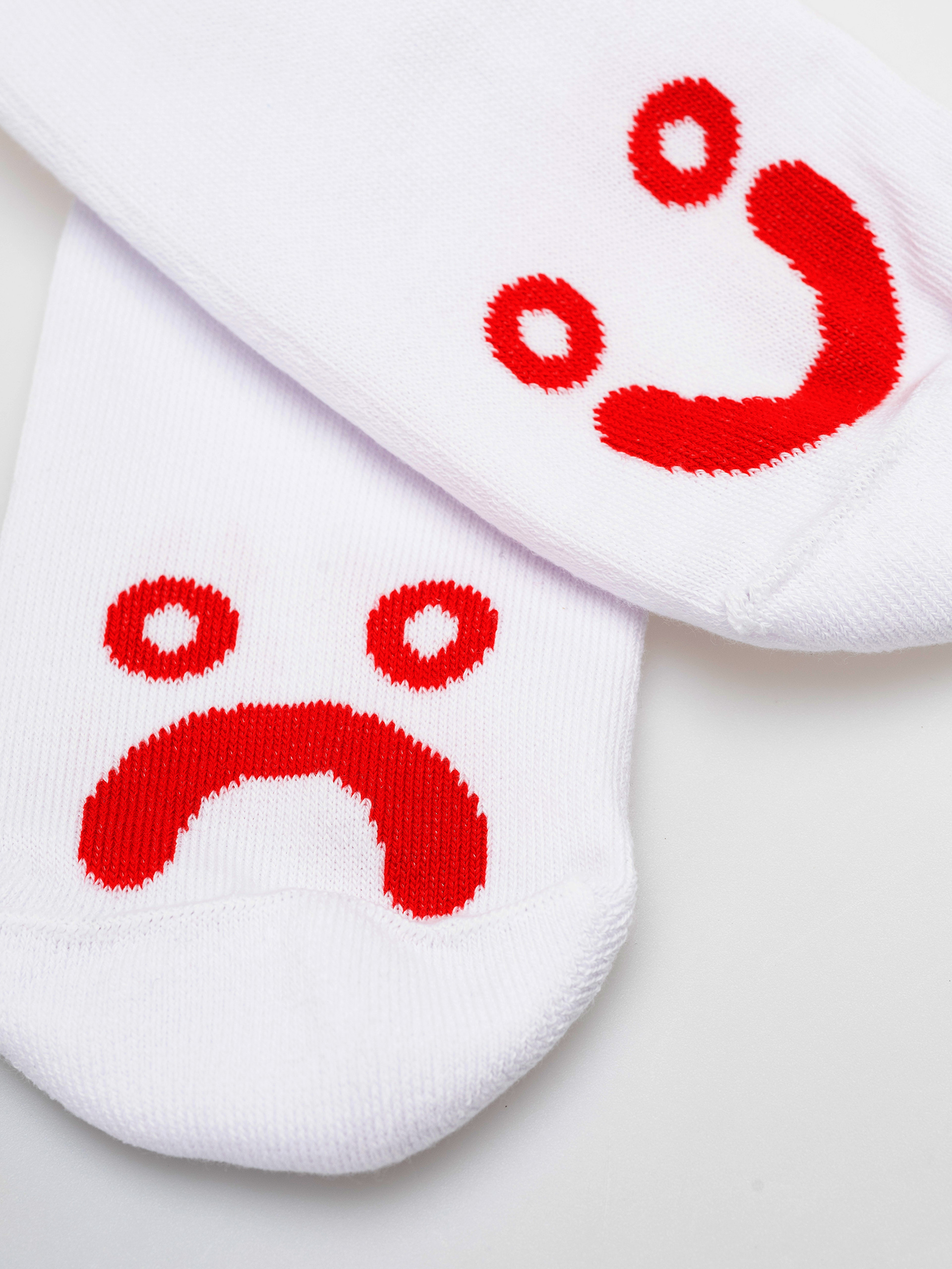 Șosete Polar Skate Happy Sad (white/red)