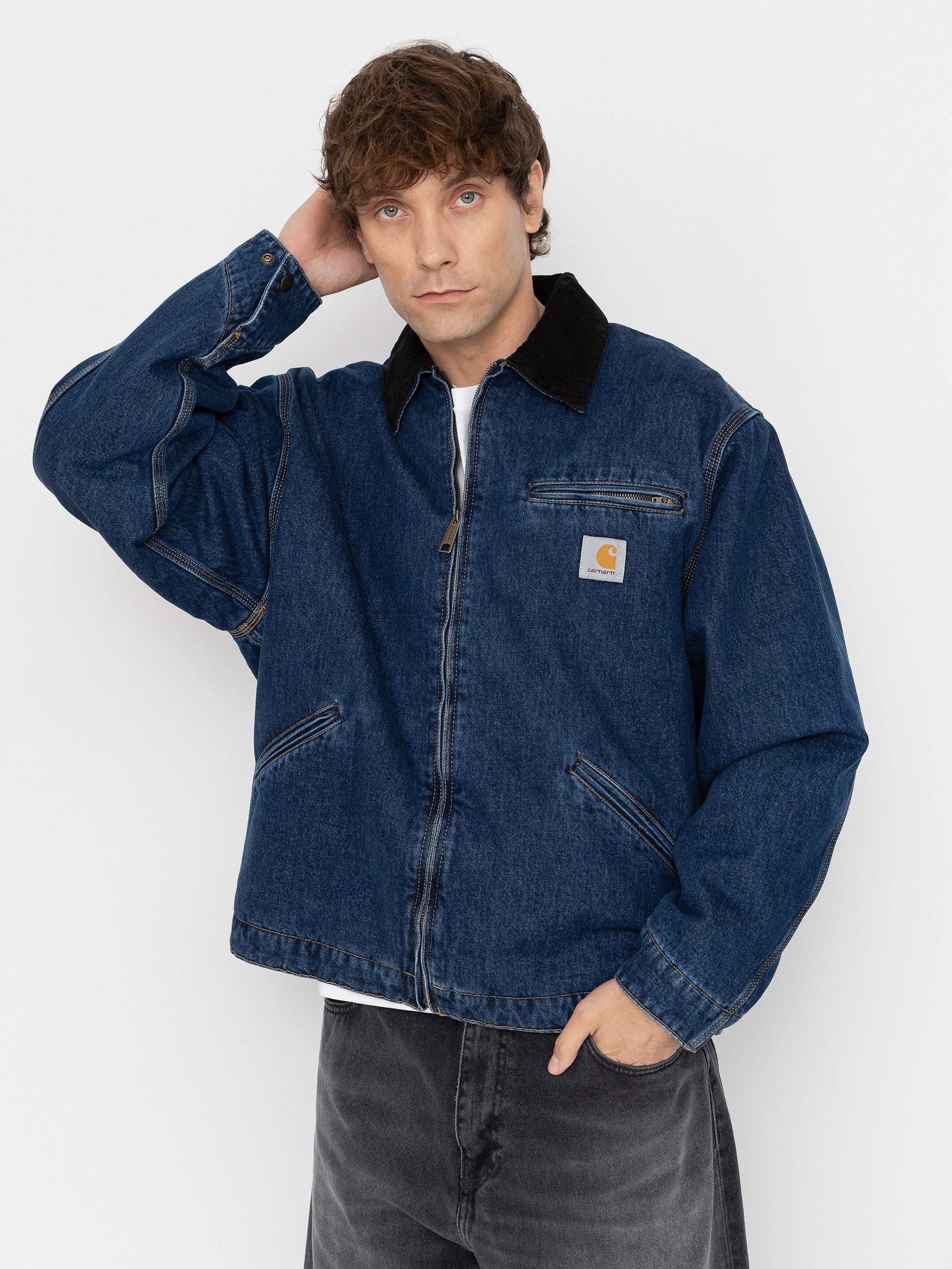 Geacă Carhartt WIP OG Detroit (blue/black/stone washed)