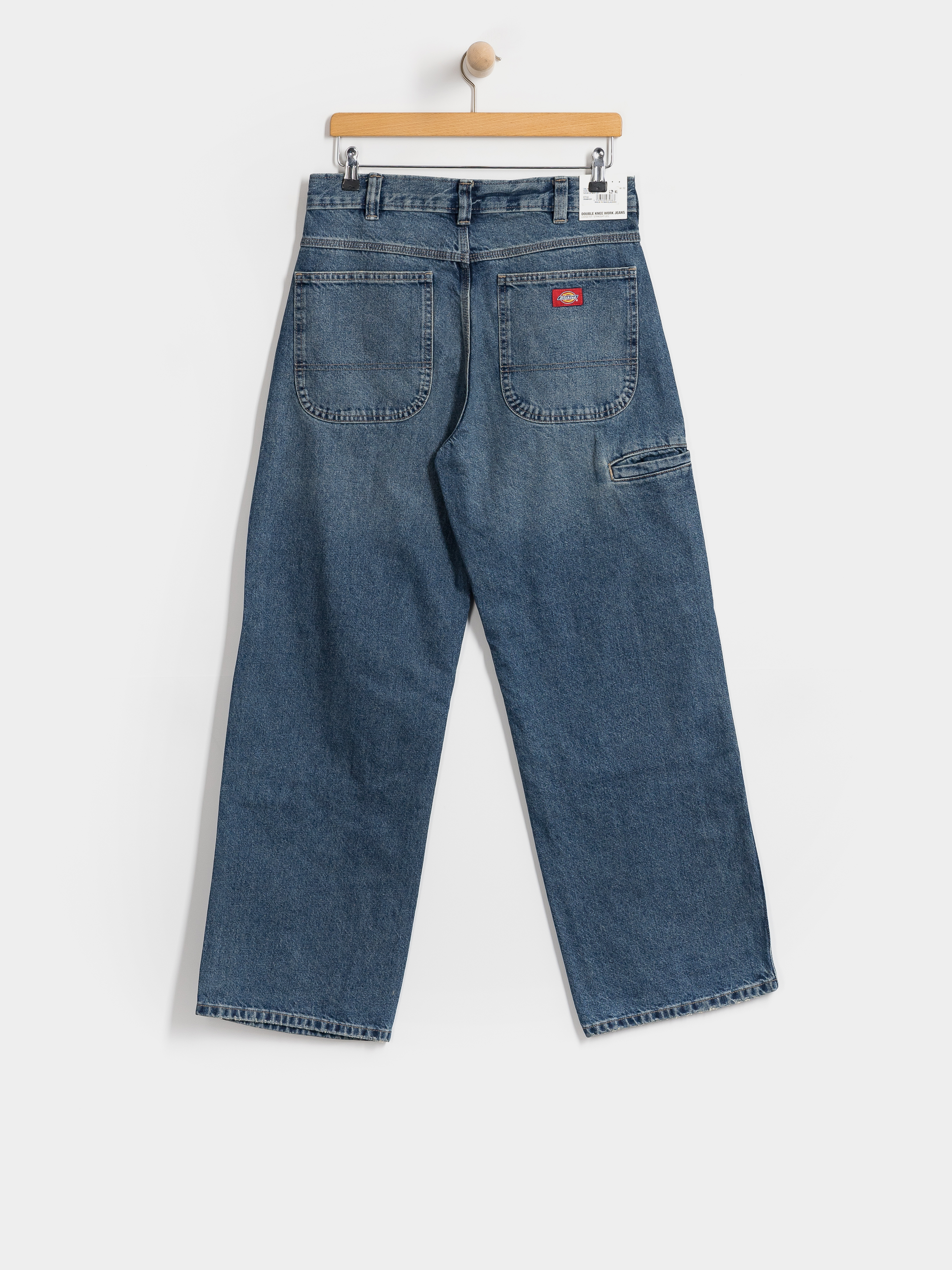 Pantaloni Dickies Double Knee Loose Straight Jeans (mid blue fade wash)