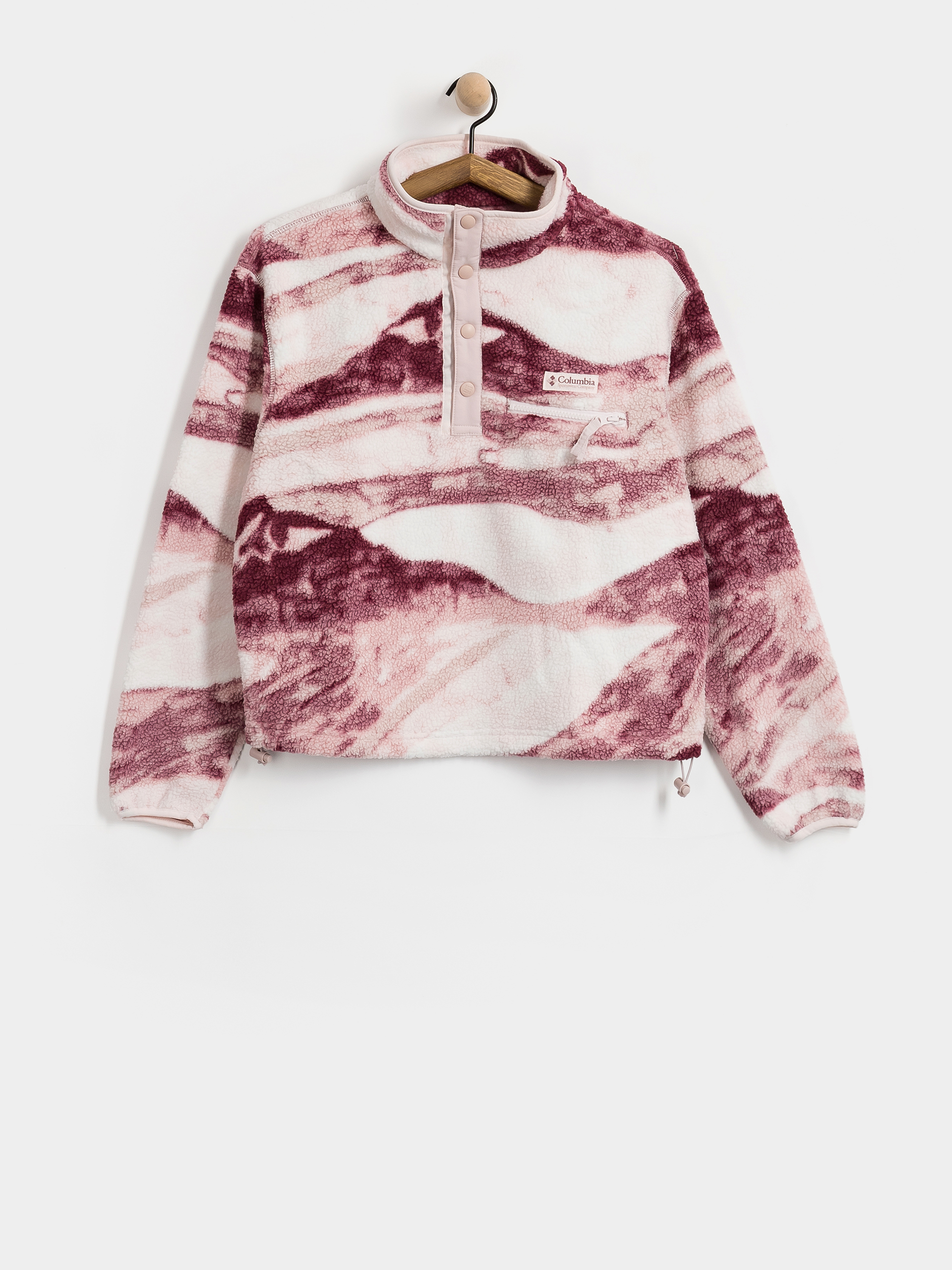 Hanorac din fleece Columbia Helvetia II Printed Cropped Half Snap Wmn (antique mauve)
