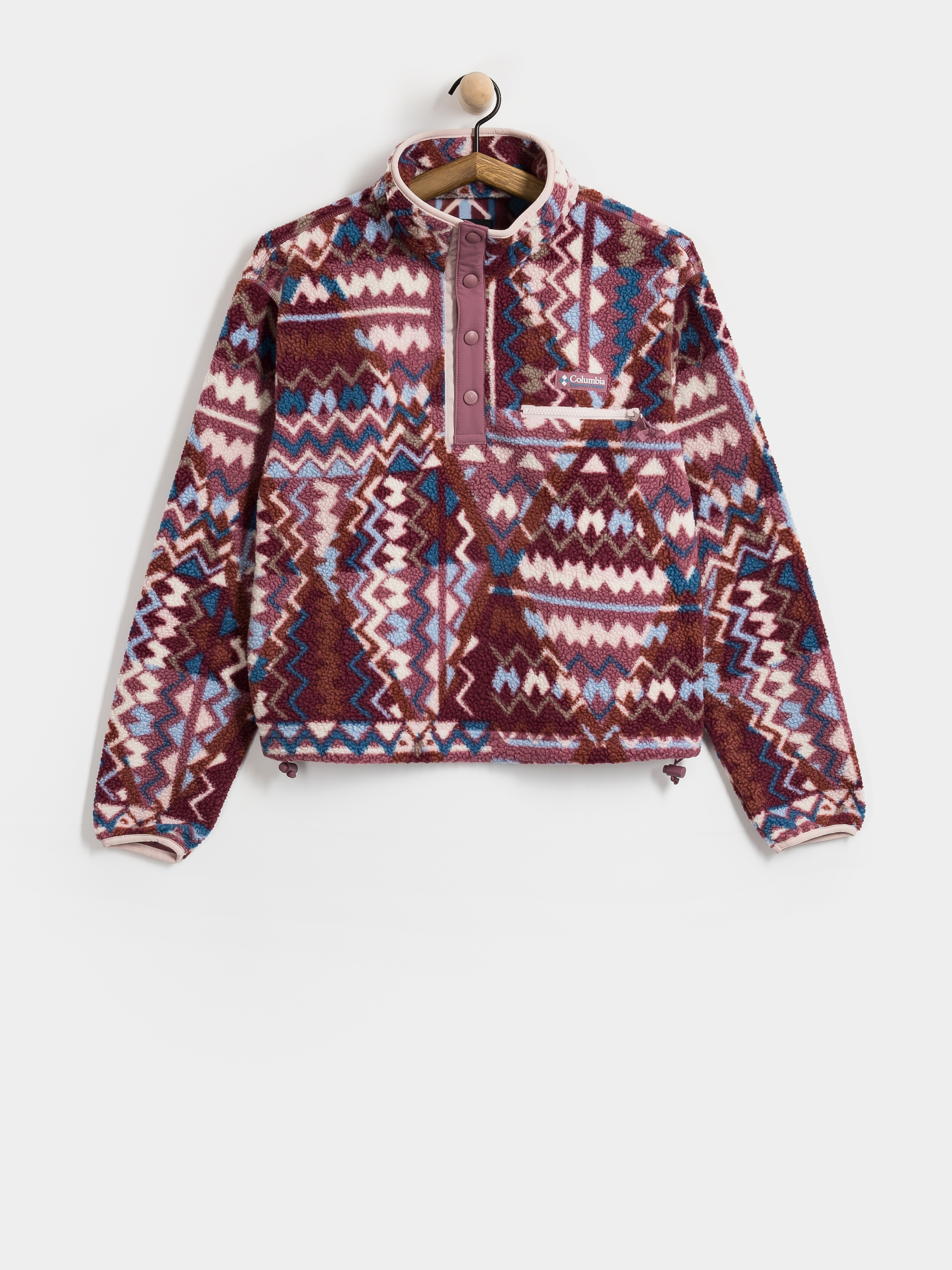 Hanorac din fleece Columbia Helvetia II Printed Cropped Half Snap Wmn (antique mauve)