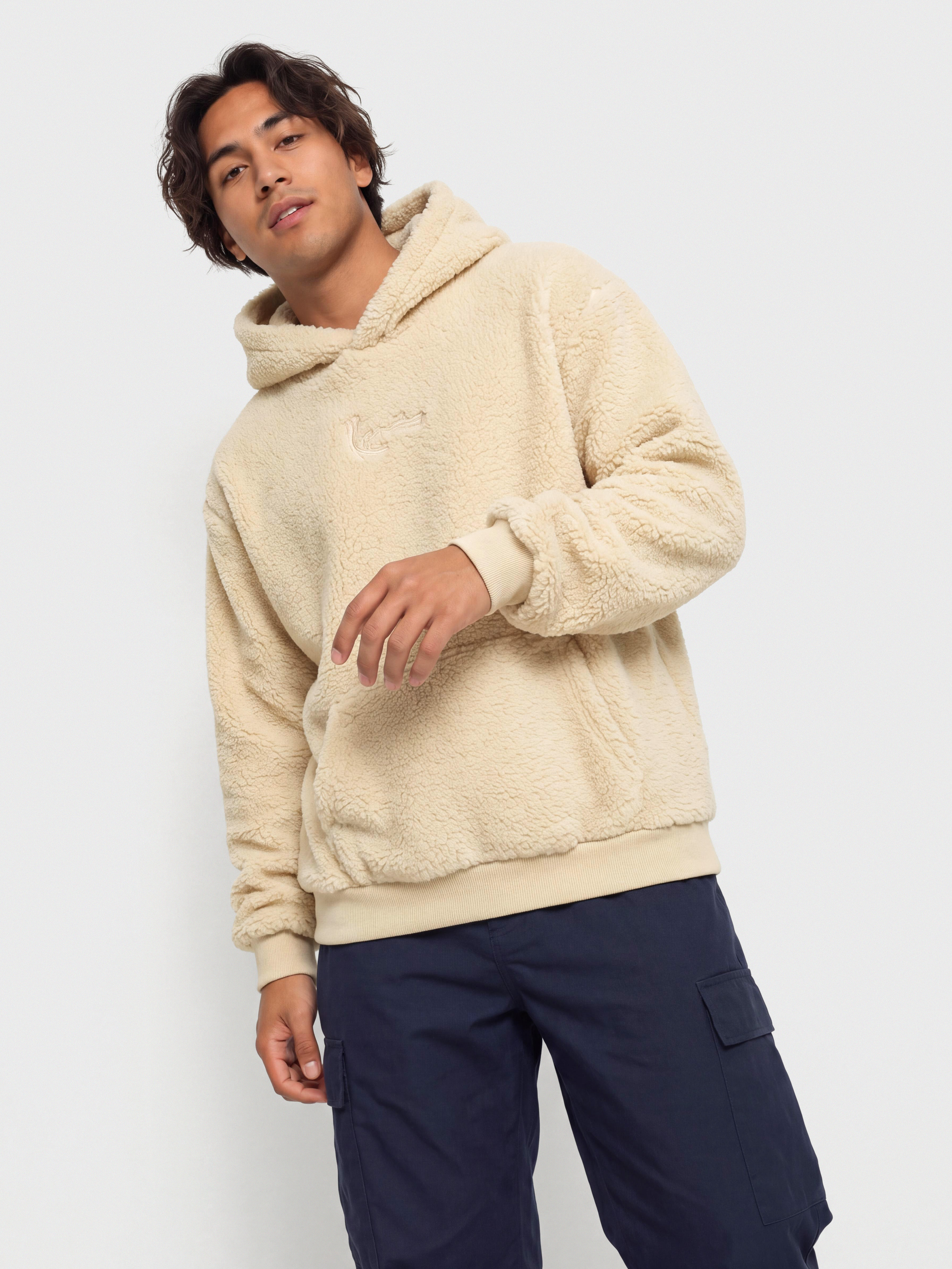 Hanorac cu glugă Karl Kani Signature Essential Teddy OS HD (sand)