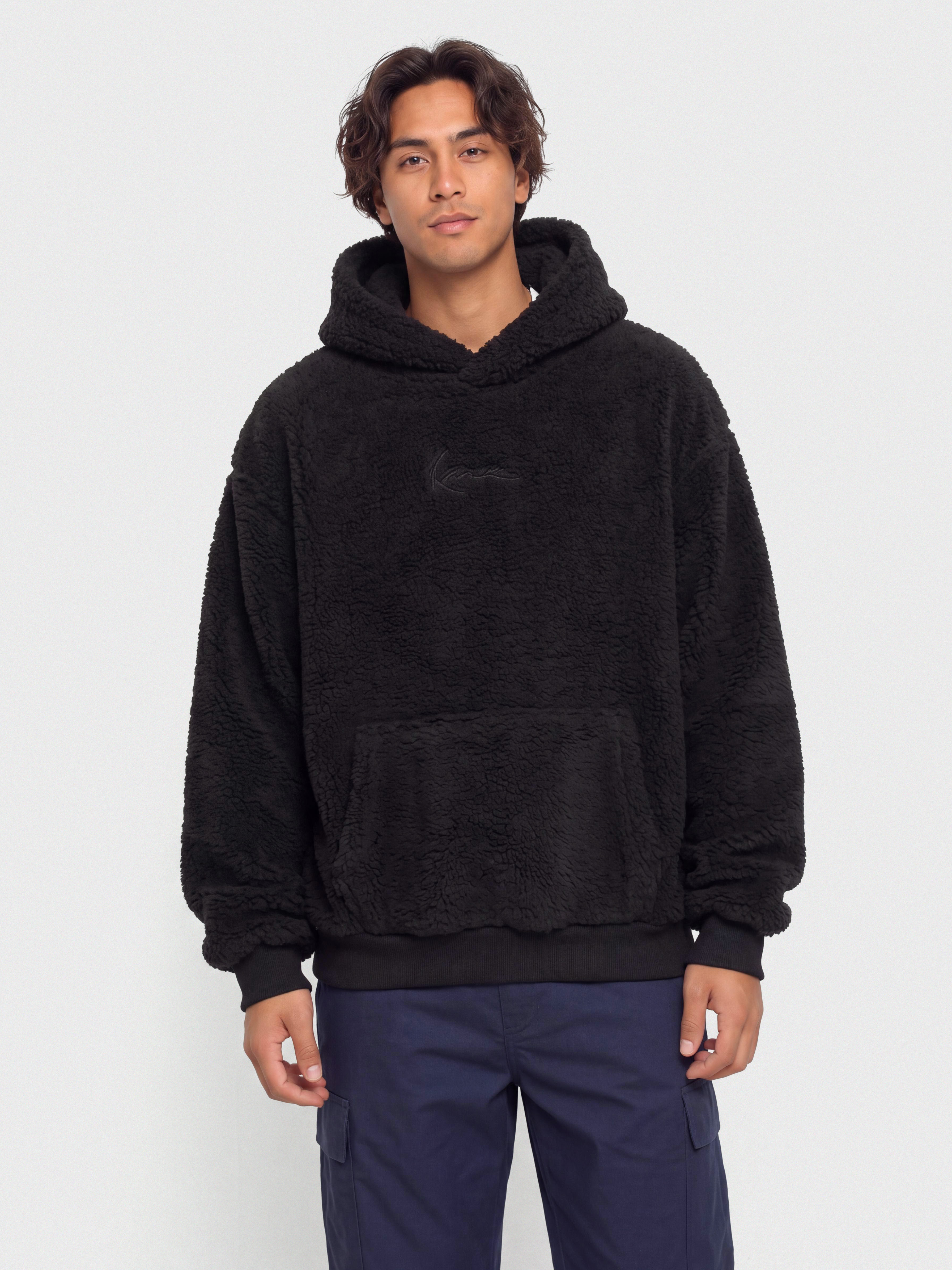 Hanorac cu glugu0103 Karl Kani Signature Essential Teddy OS HD (black)