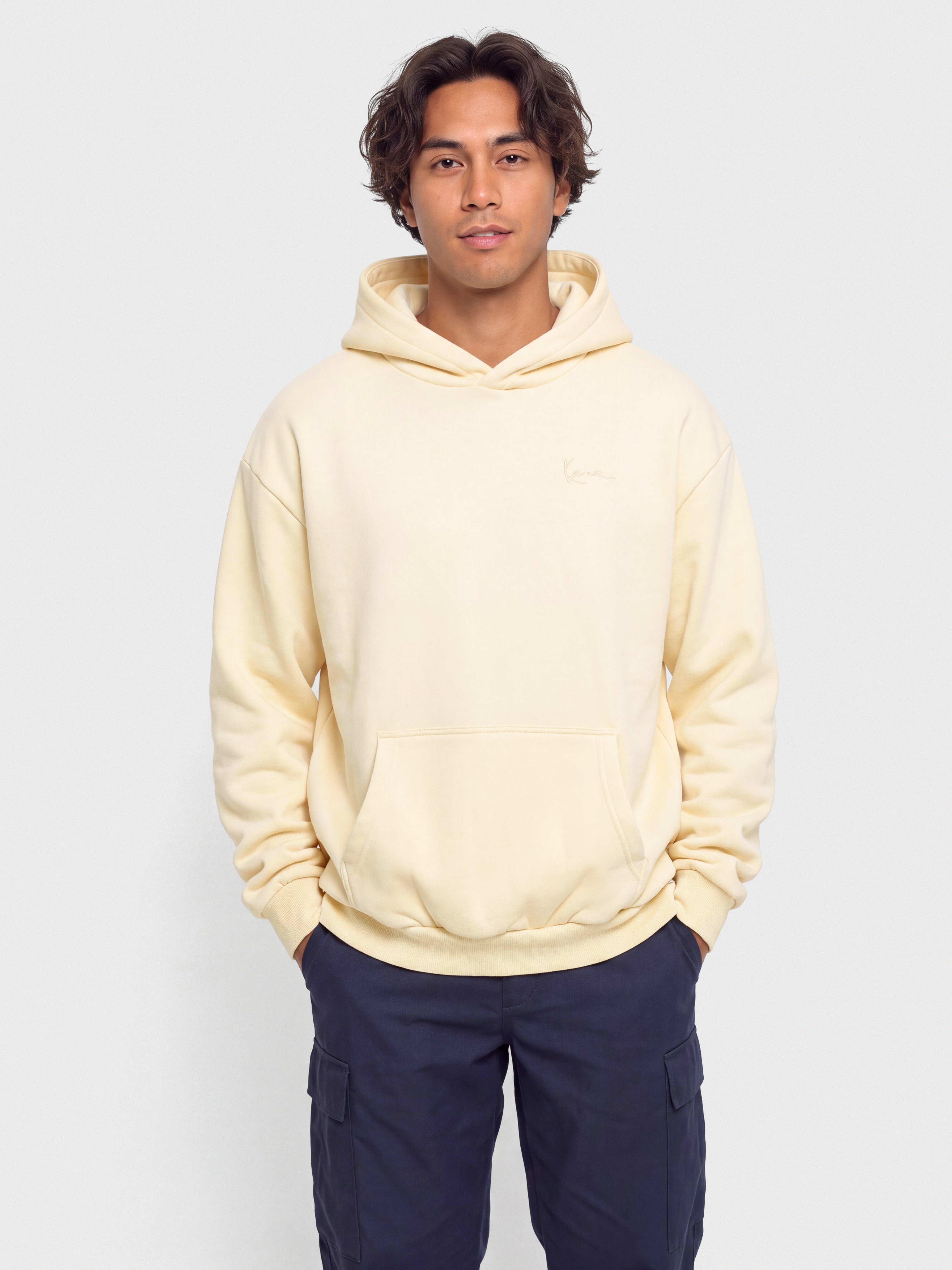 Hanorac cu glugă Karl Kani Signature Hoop Oversized HD (off white)