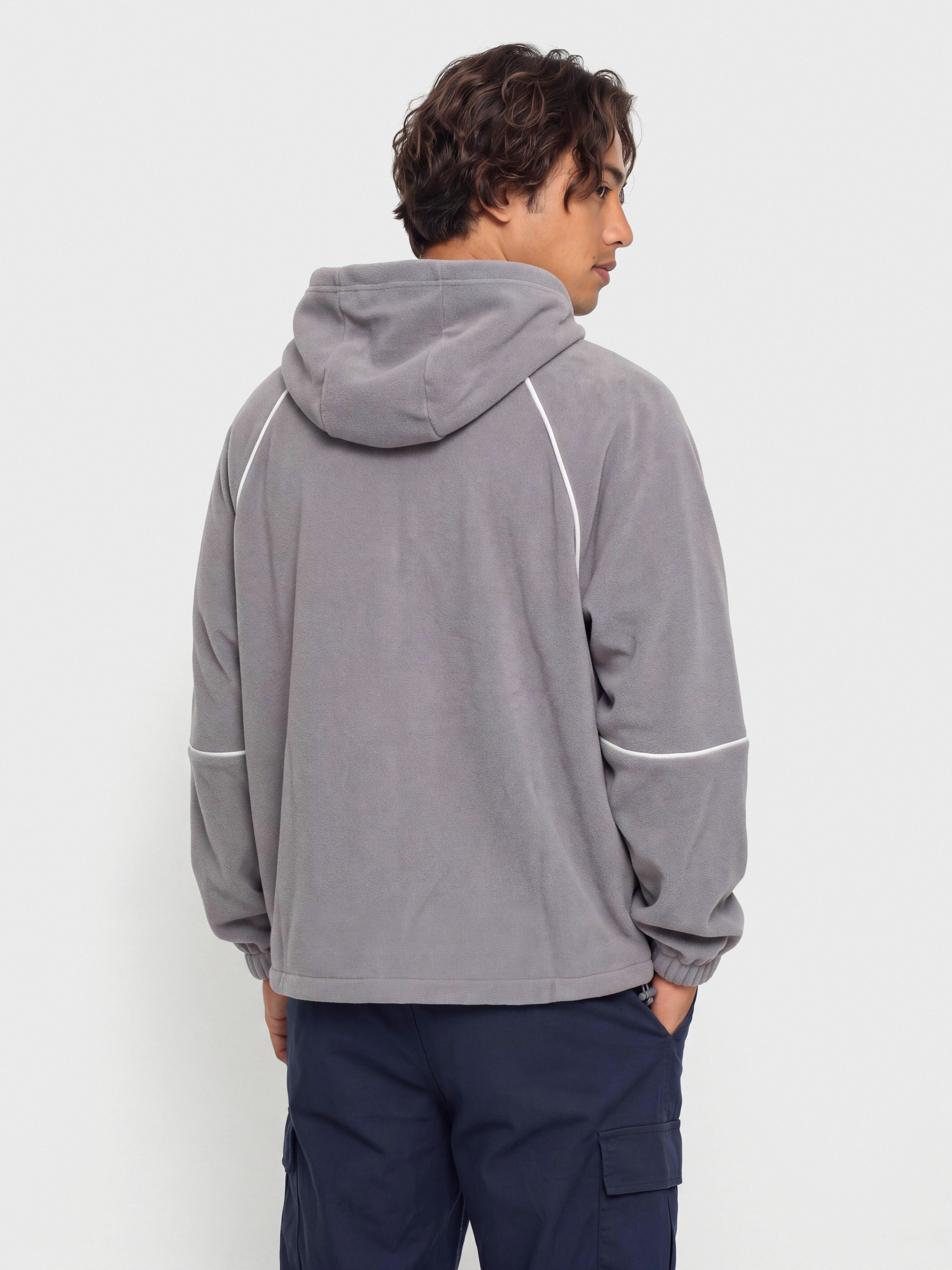 Hanorac cu glugă New Balance Trackside Polar Fleece HD (off line grey)
