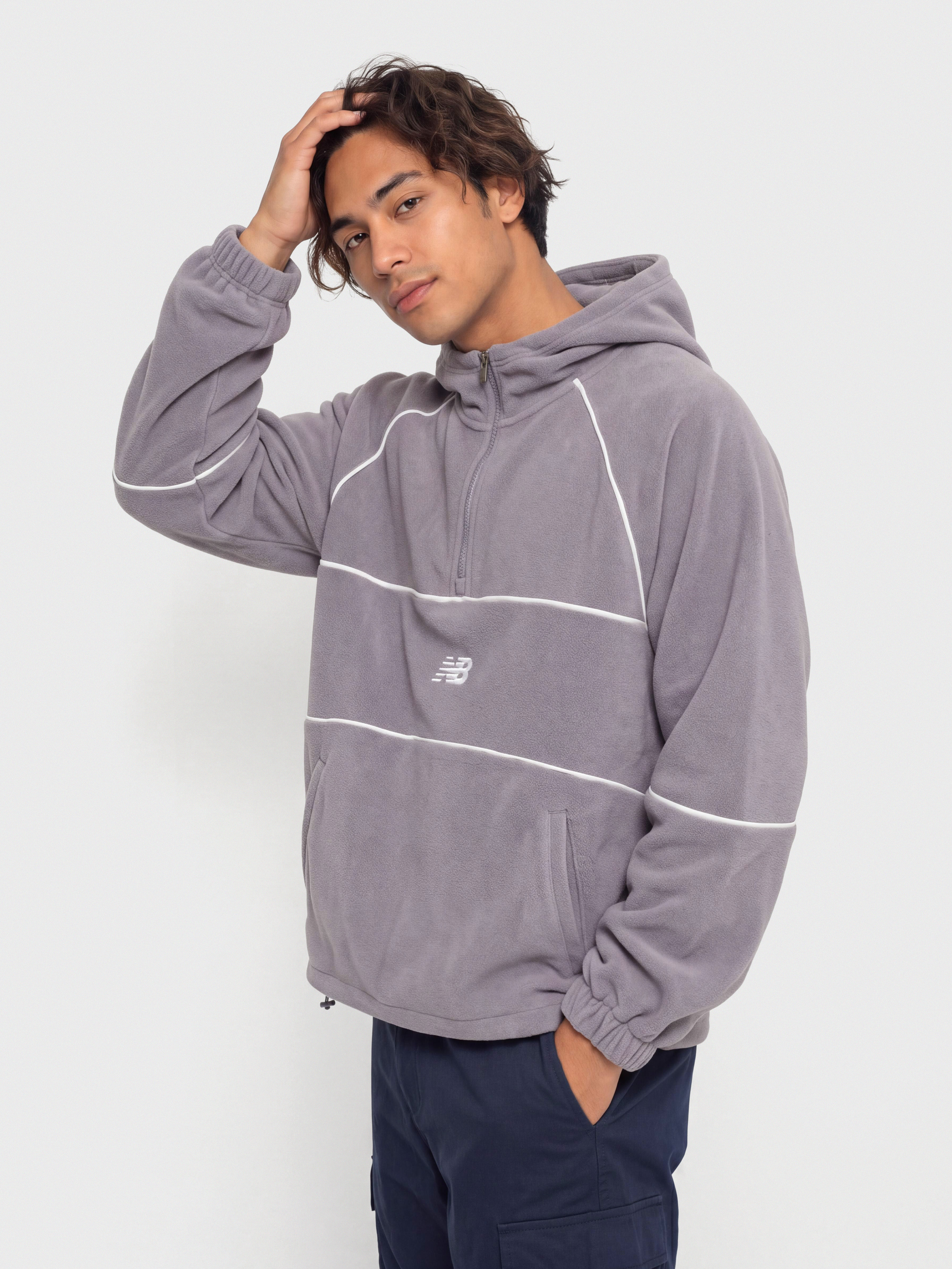 Hanorac cu glugă New Balance Trackside Polar Fleece HD