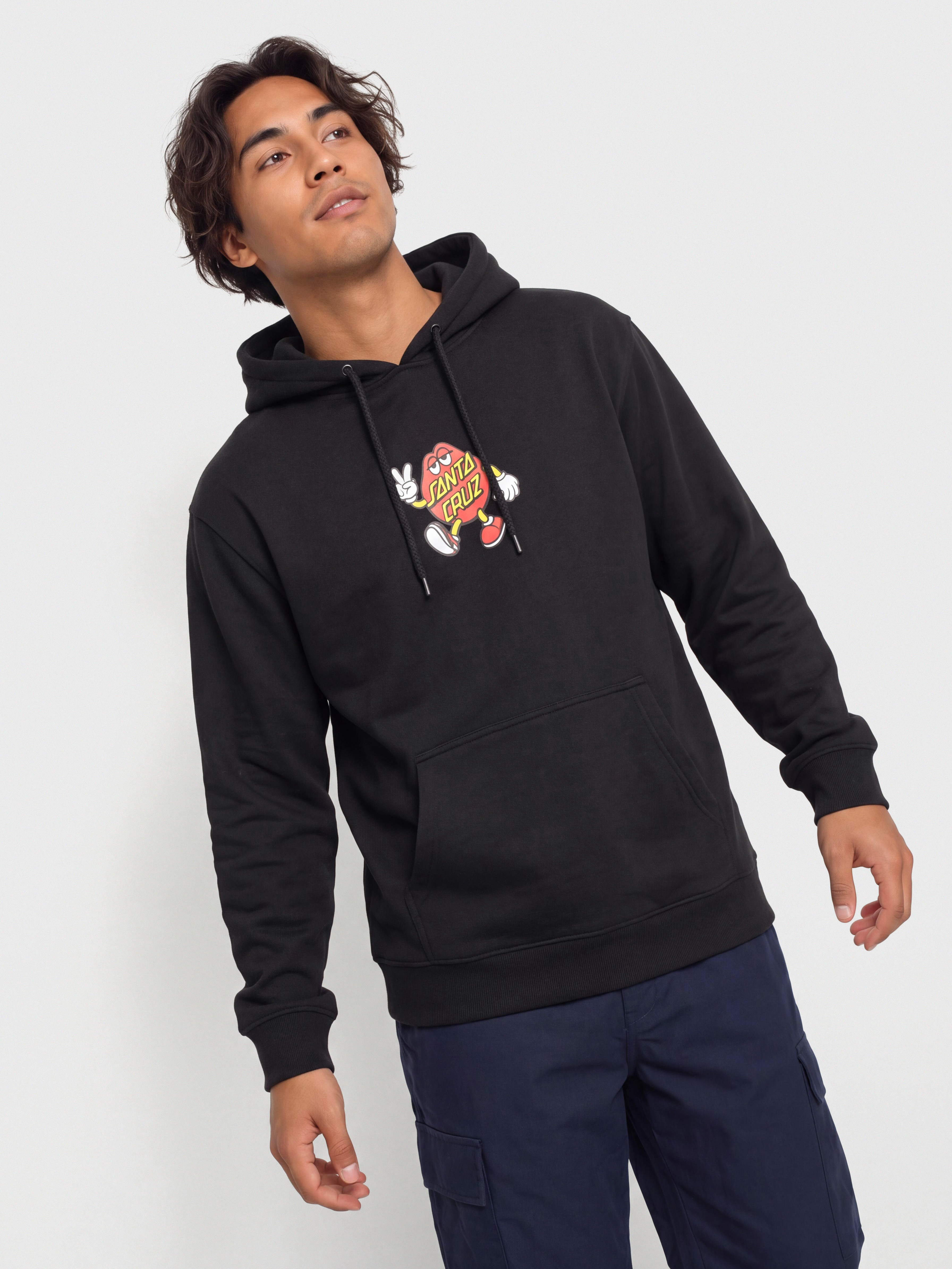 Hanorac cu glugă Santa Cruz Dot Guy Front HD (black)