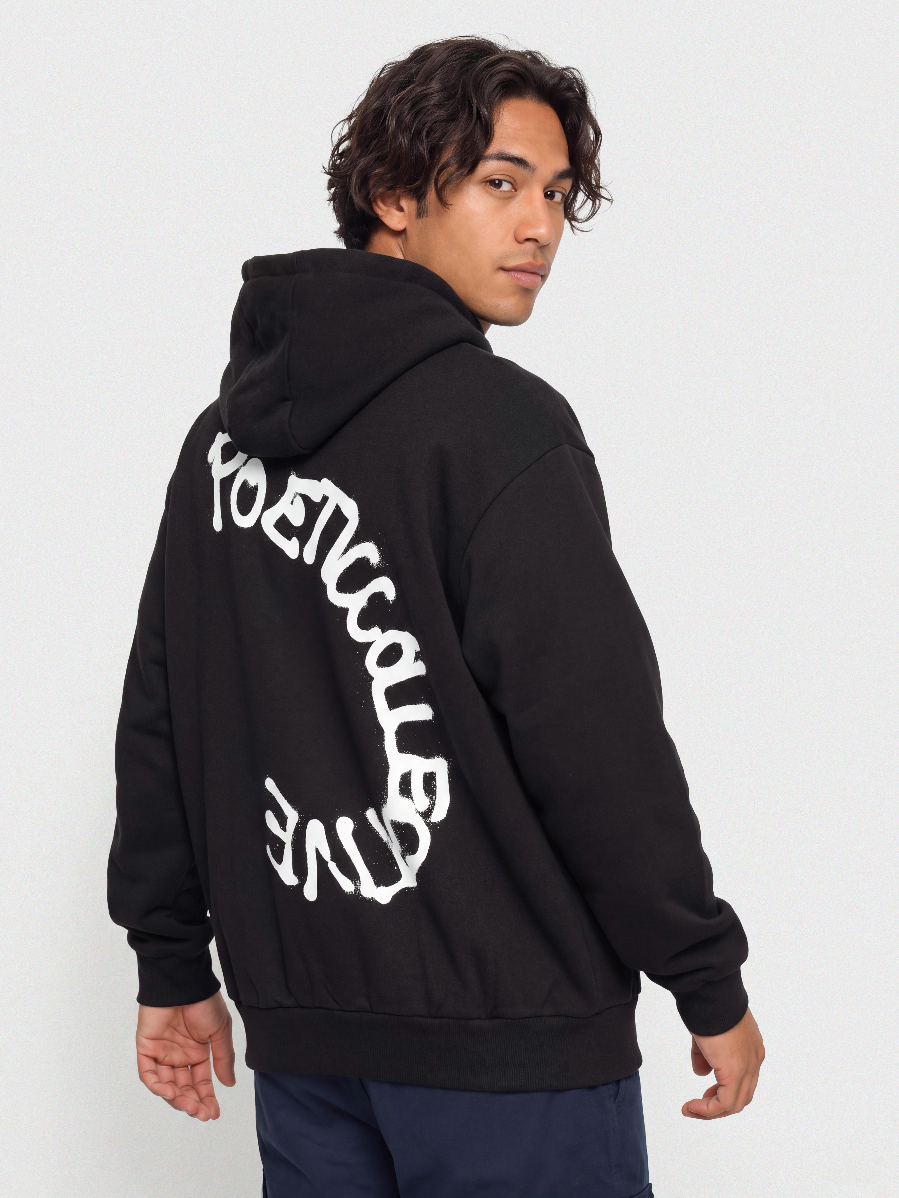Hanorac cu glugă Poetic Collective Spray Text HD (black)