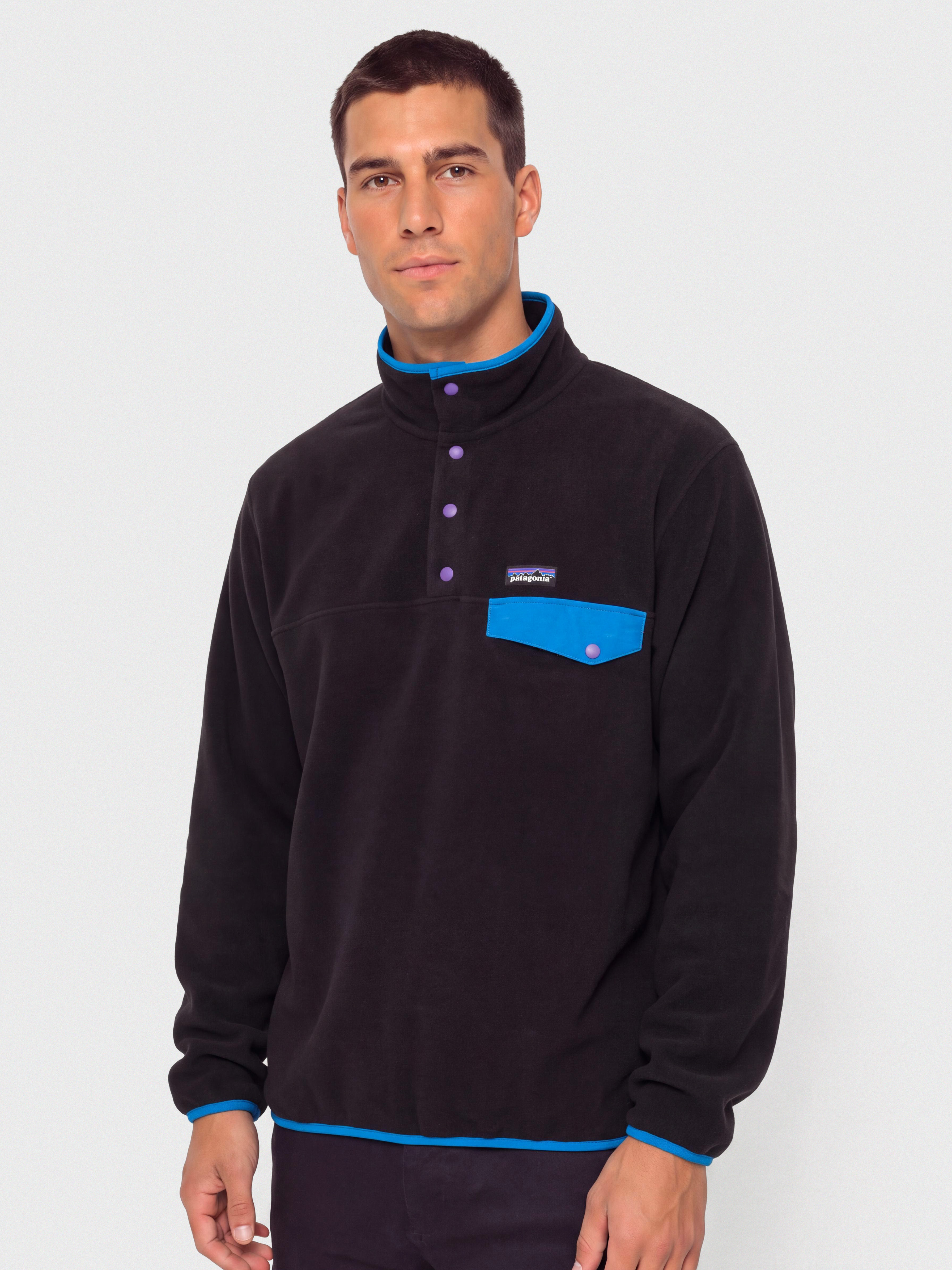 Hanorac din fleece Patagonia LW Synch Snap T (black w/p6 blue)