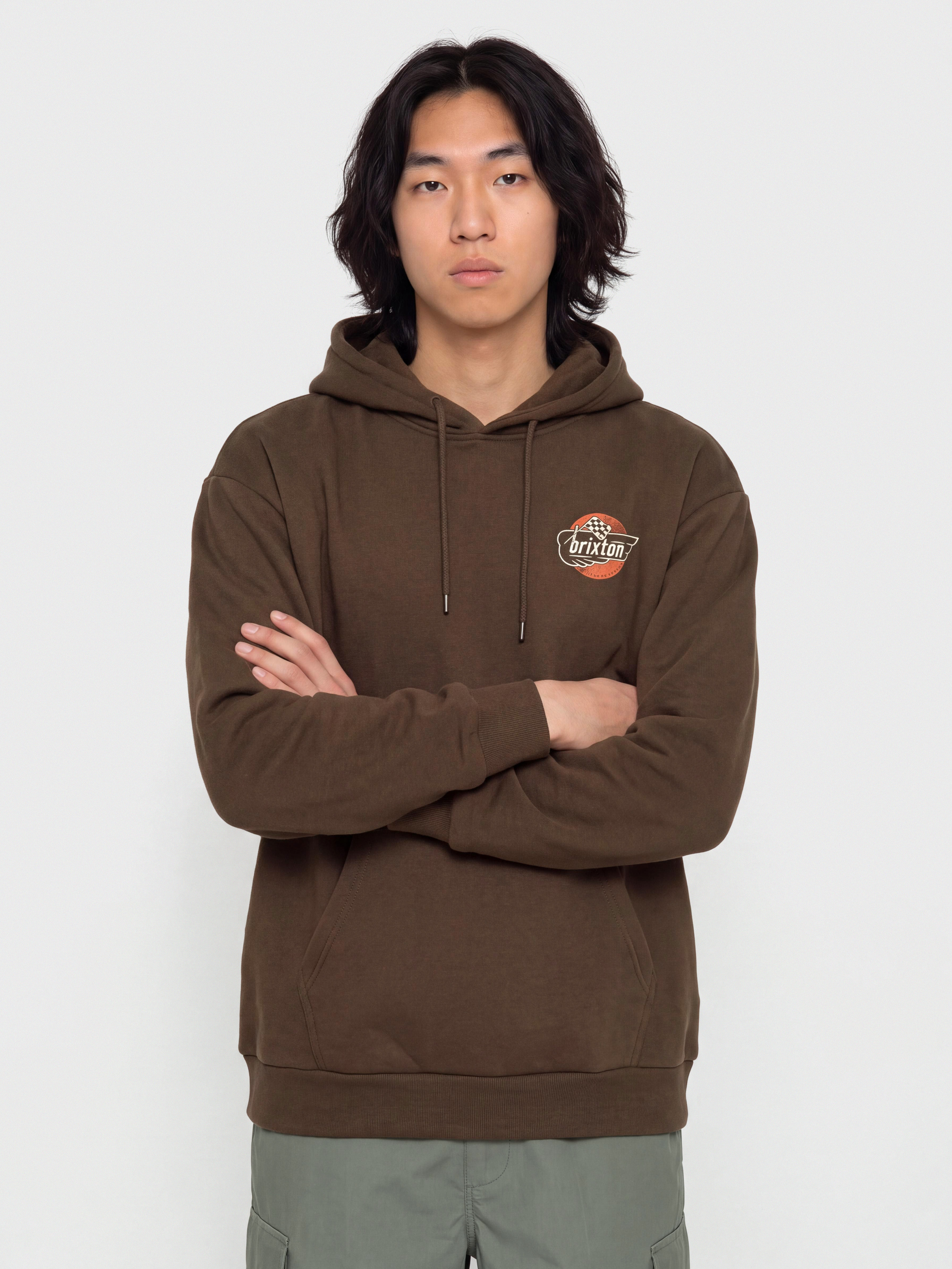 Hanorac cu glugă Brixton Heyward HD (walnut brown)