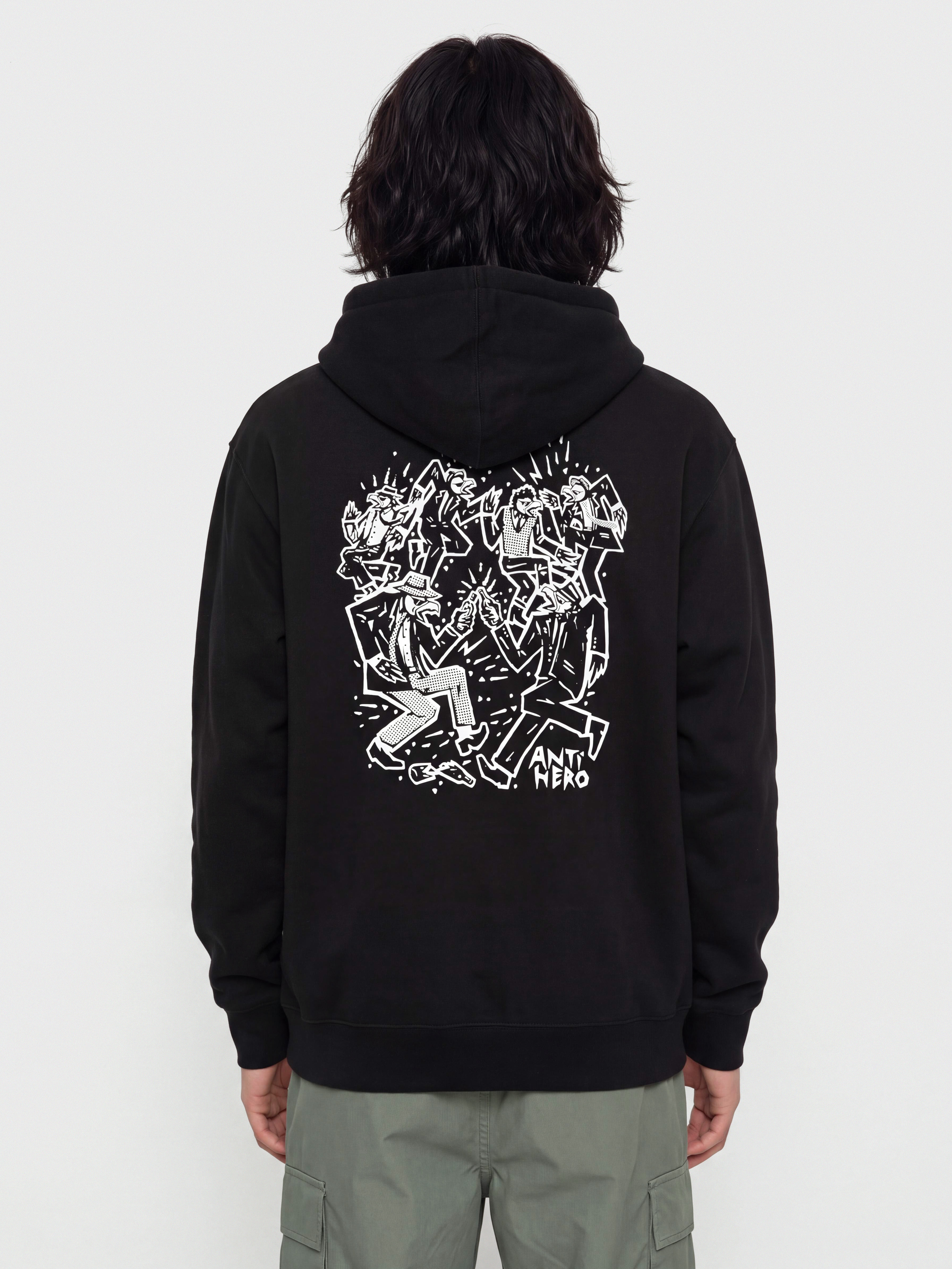 Hanorac cu glugă Antihero Ruder Bwoys HD (black w/white print)