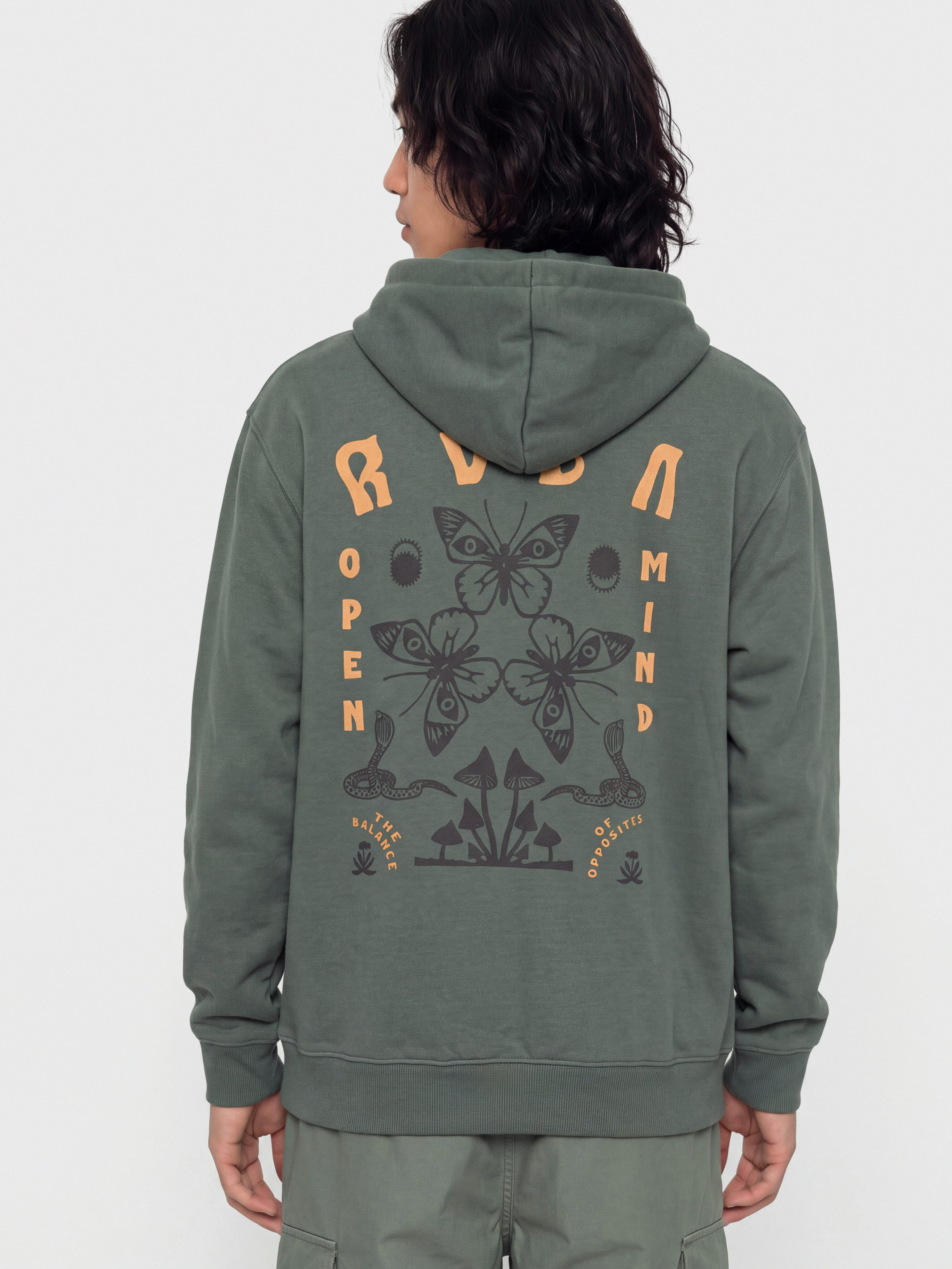 Hanorac cu glugă RVCA Butterfly Poster HD (balsam green)