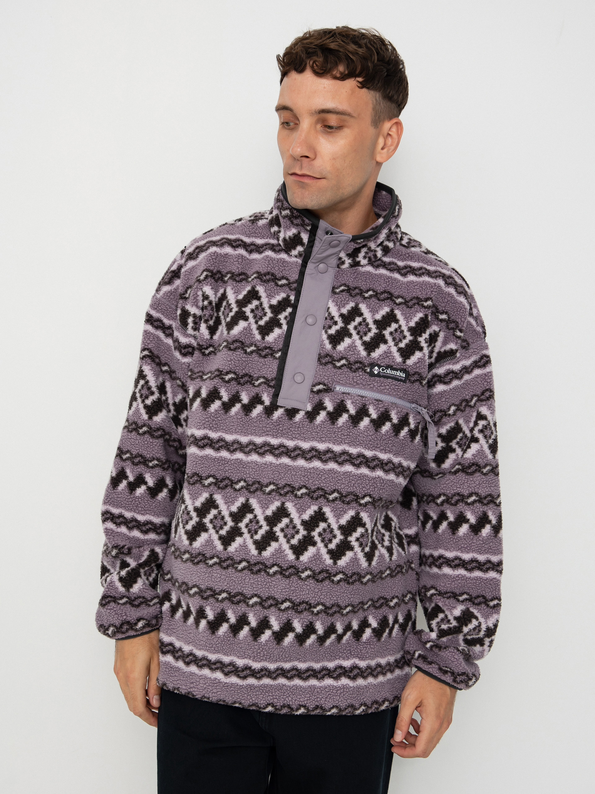Hanorac din fleece Columbia Helvetia II Printed Half Snap (shale purple knitknot)