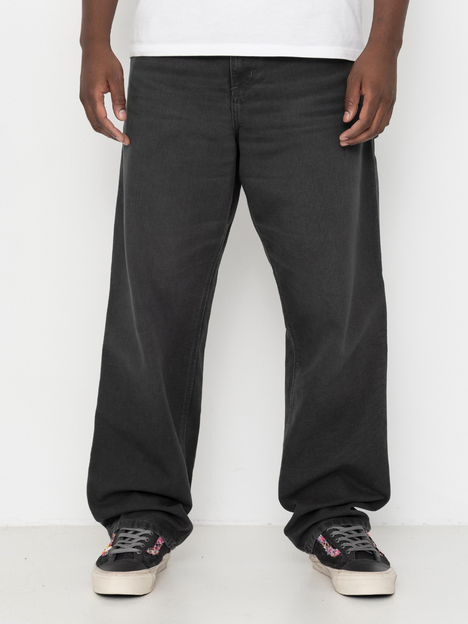 Pantaloni Carhartt WIP Single Knee (raven/stone canvas)