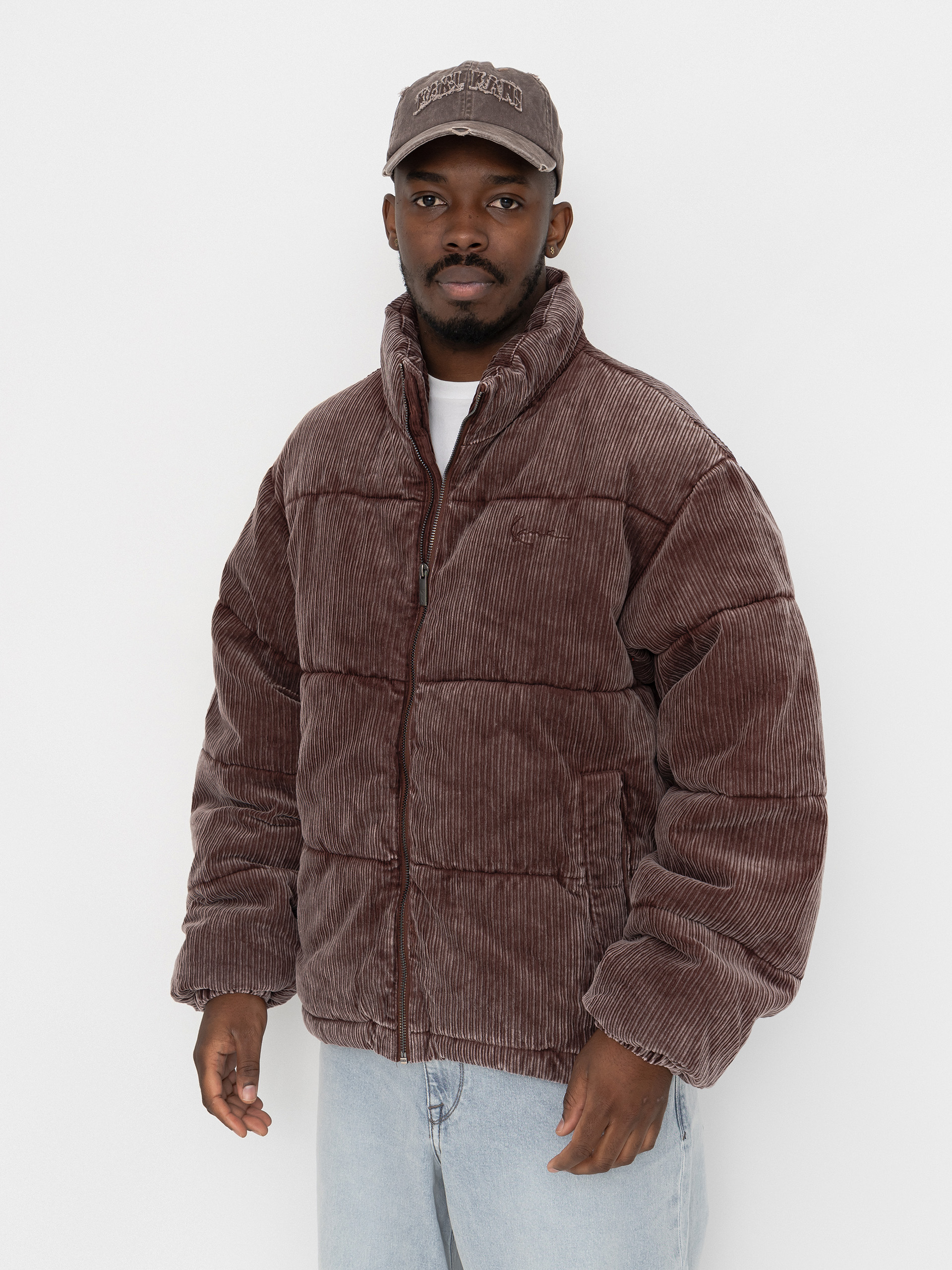 Geacă Karl Kani Signature Corduroy Puffer (dark brown)