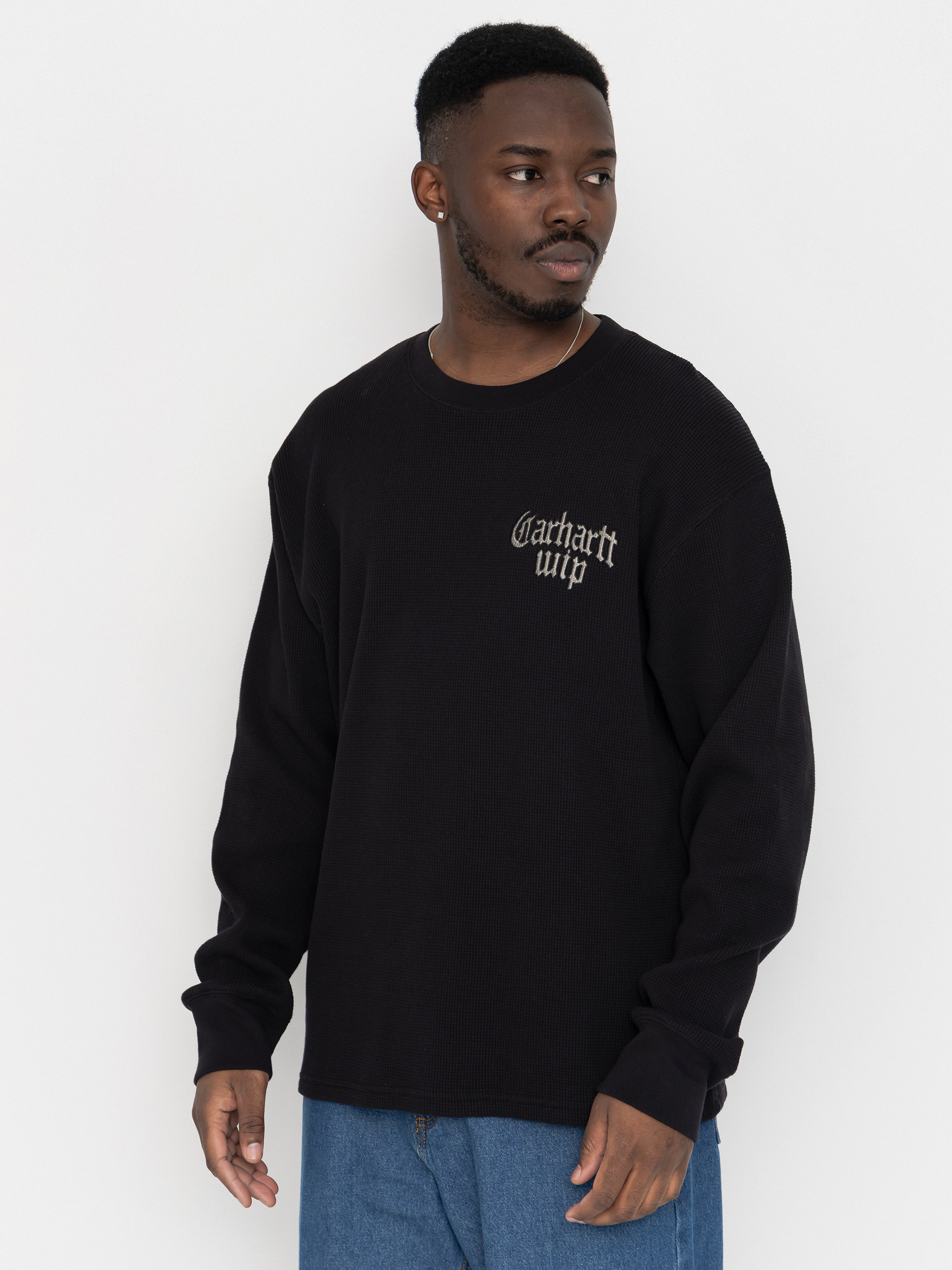 Longsleeve Carhartt WIP Blackletter Waffle (black/white)