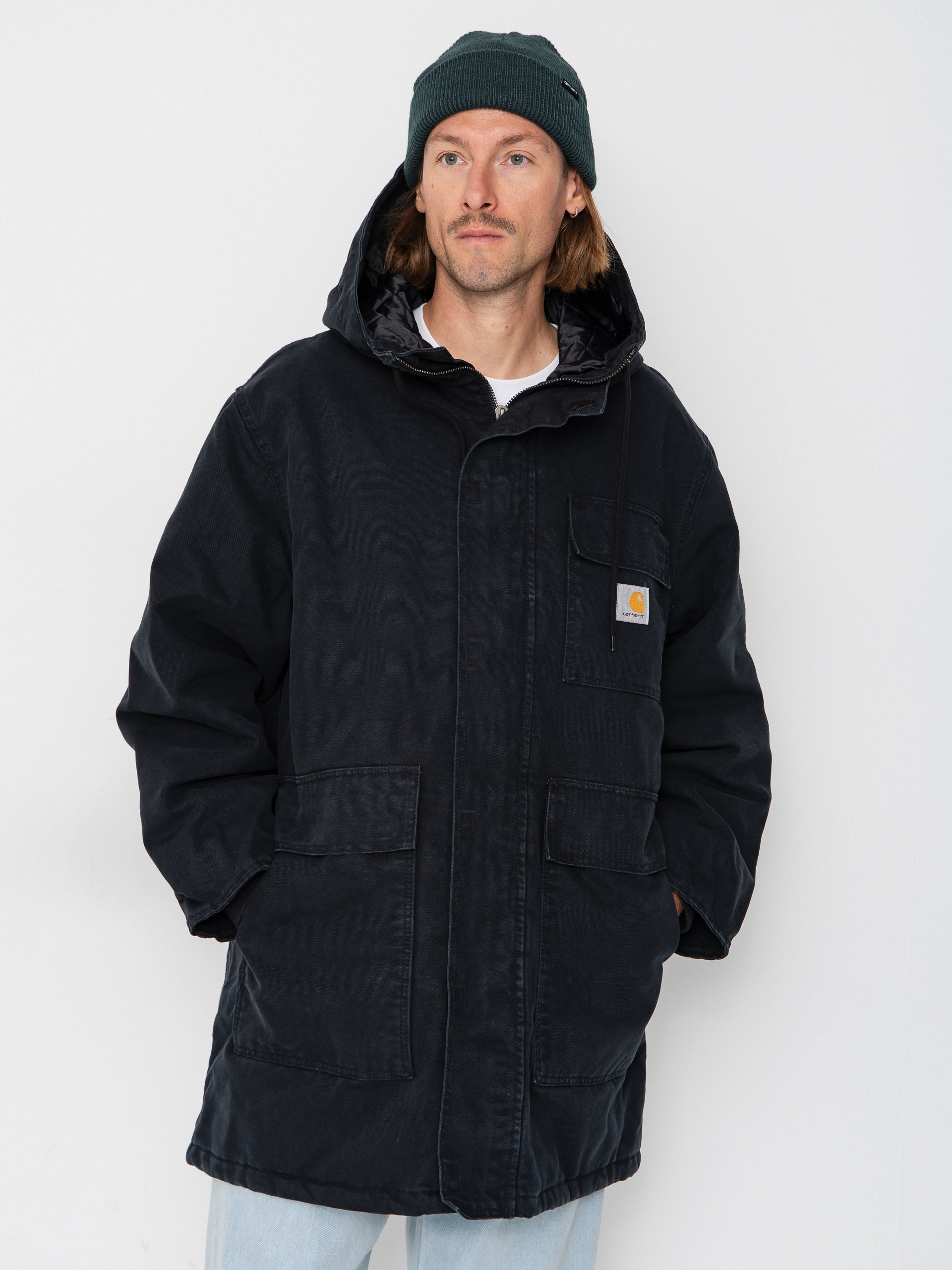 Geacu0103 Carhartt WIP Boreal Parka (black/stone canvas)