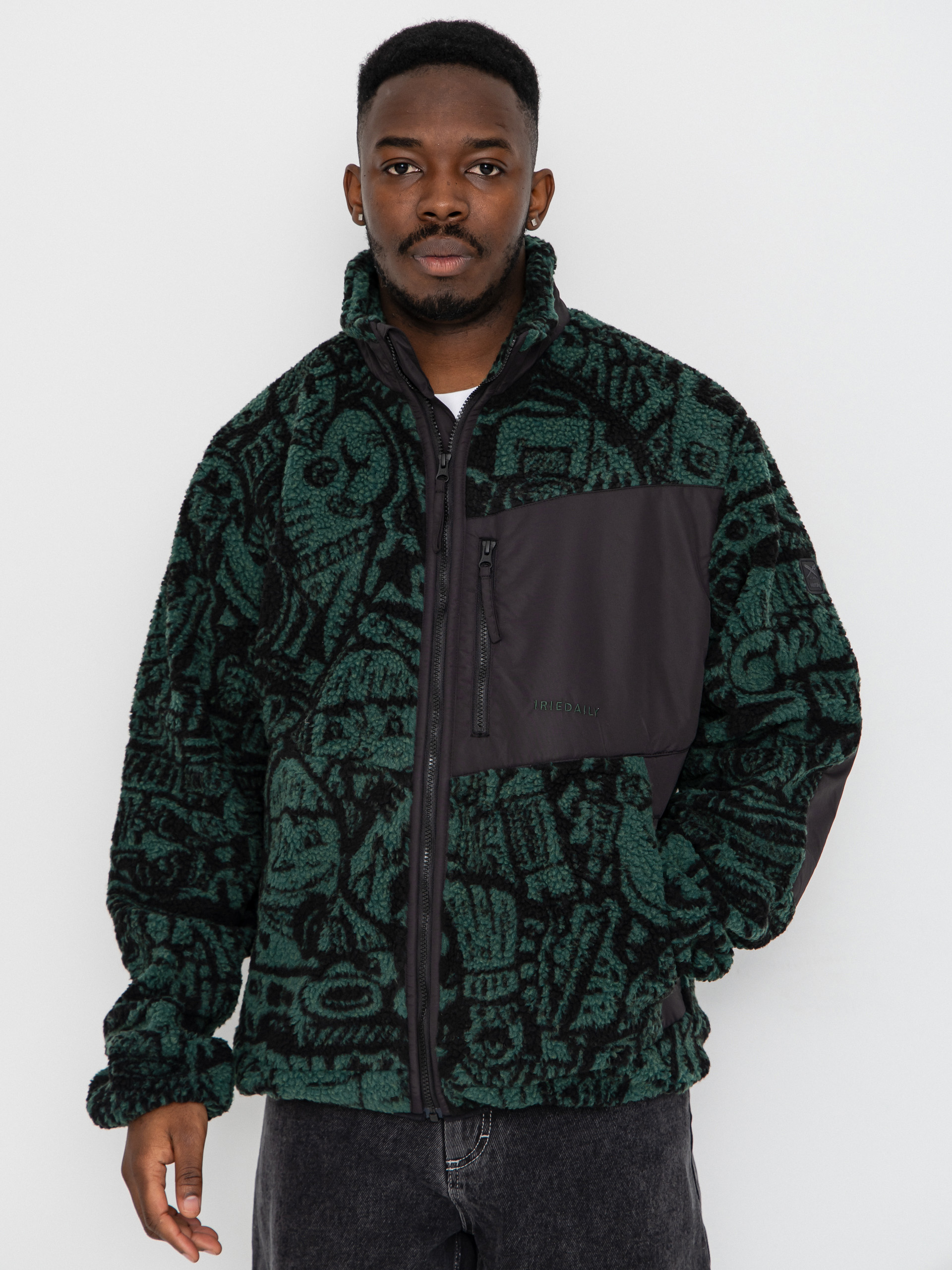 Hanorac din fleece Iriedaily Flawless (green black)