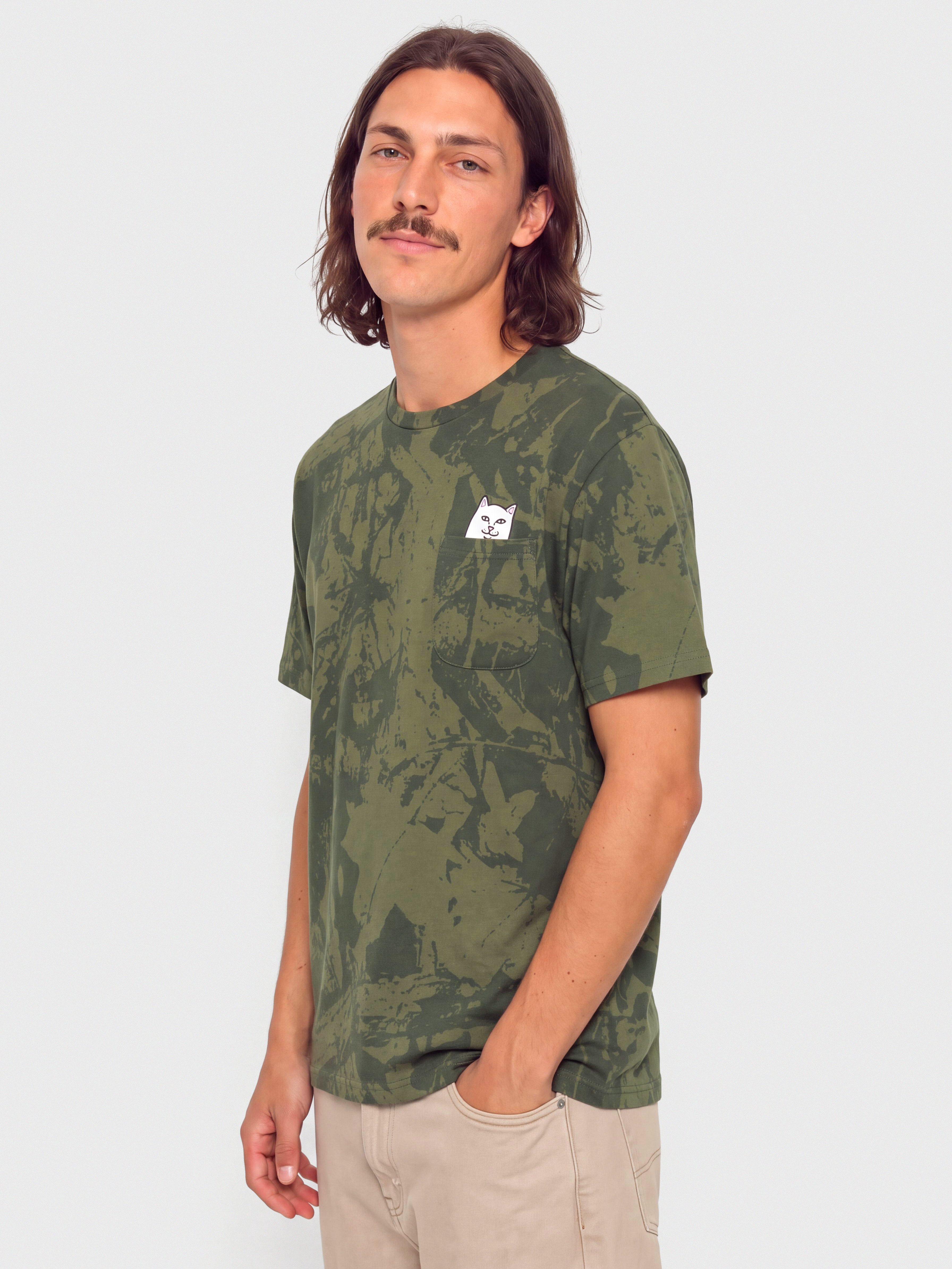 Tricou RipNDip Lord Nermal Pocket (forest camo)
