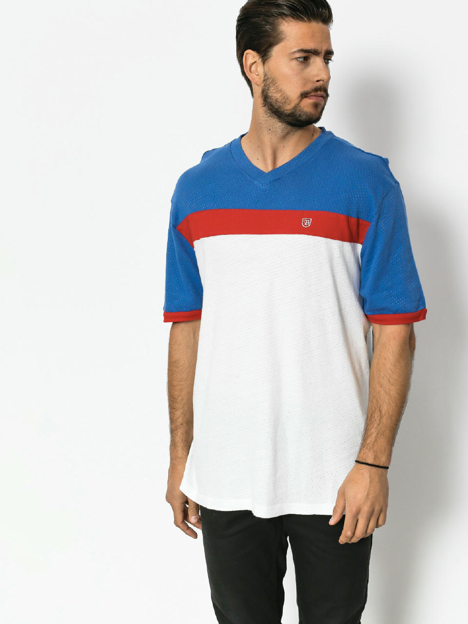 Tricou Brixton Substance Knit (white/royal)