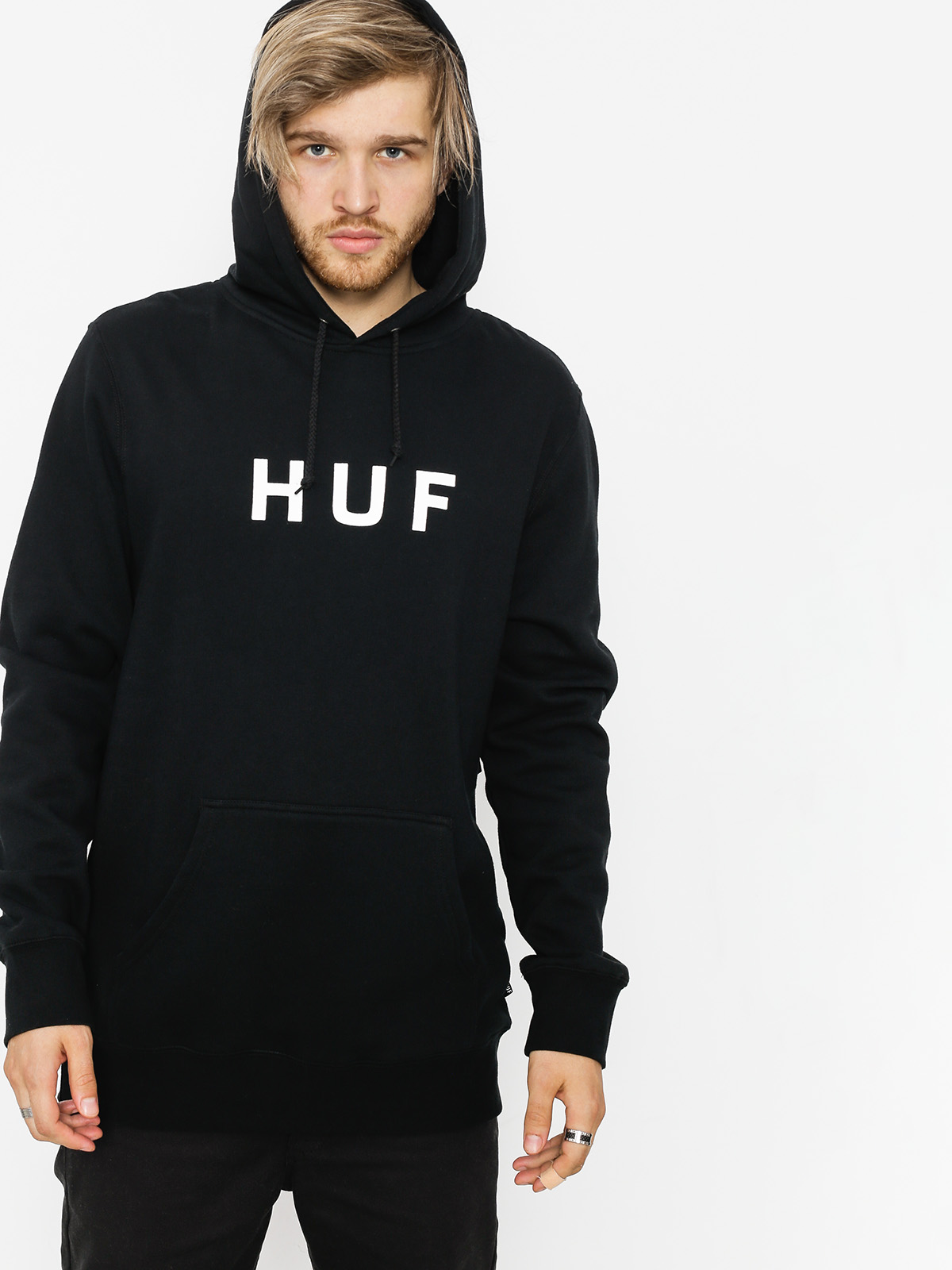 Hanorac cu glugă HUF Essentials Og Logo HD (black)